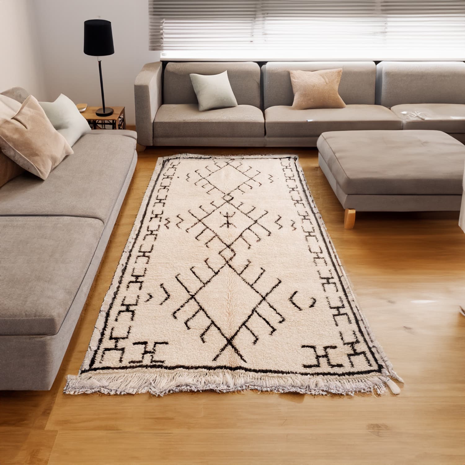 Beni ourain marokkolainen matto Heddad rombi matto