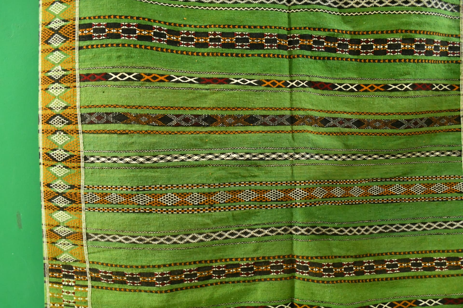 モロッコのラグ 手作りウール 7x11 - グリーントライバルボヘミアンエリアラグ リビングルーム 寝室用 - ゼムール - Image 3