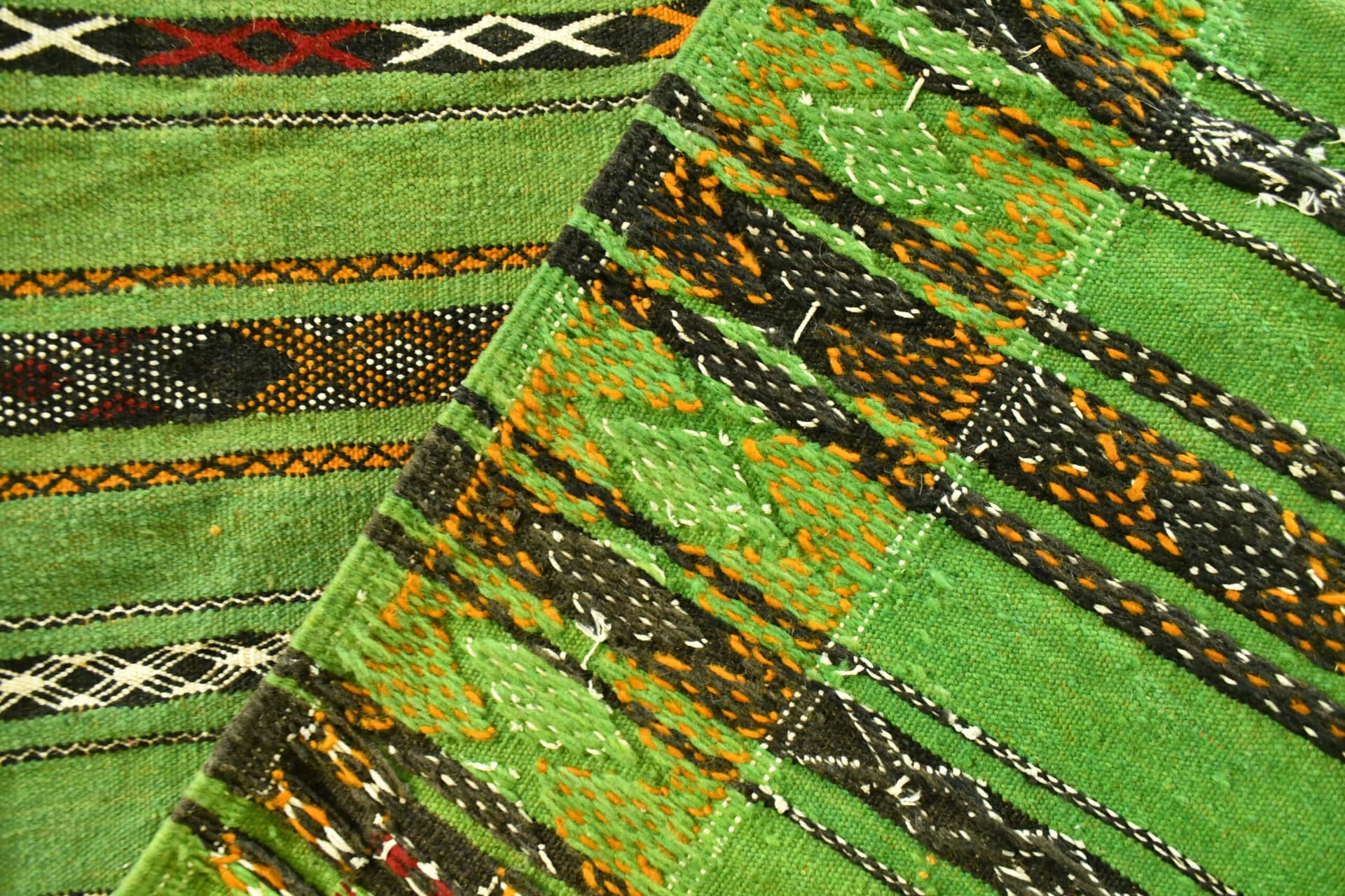 モロッコのラグ 手作りウール 7x11 - グリーントライバルボヘミアンエリアラグ リビングルーム 寝室用 - ゼムール - Image 6