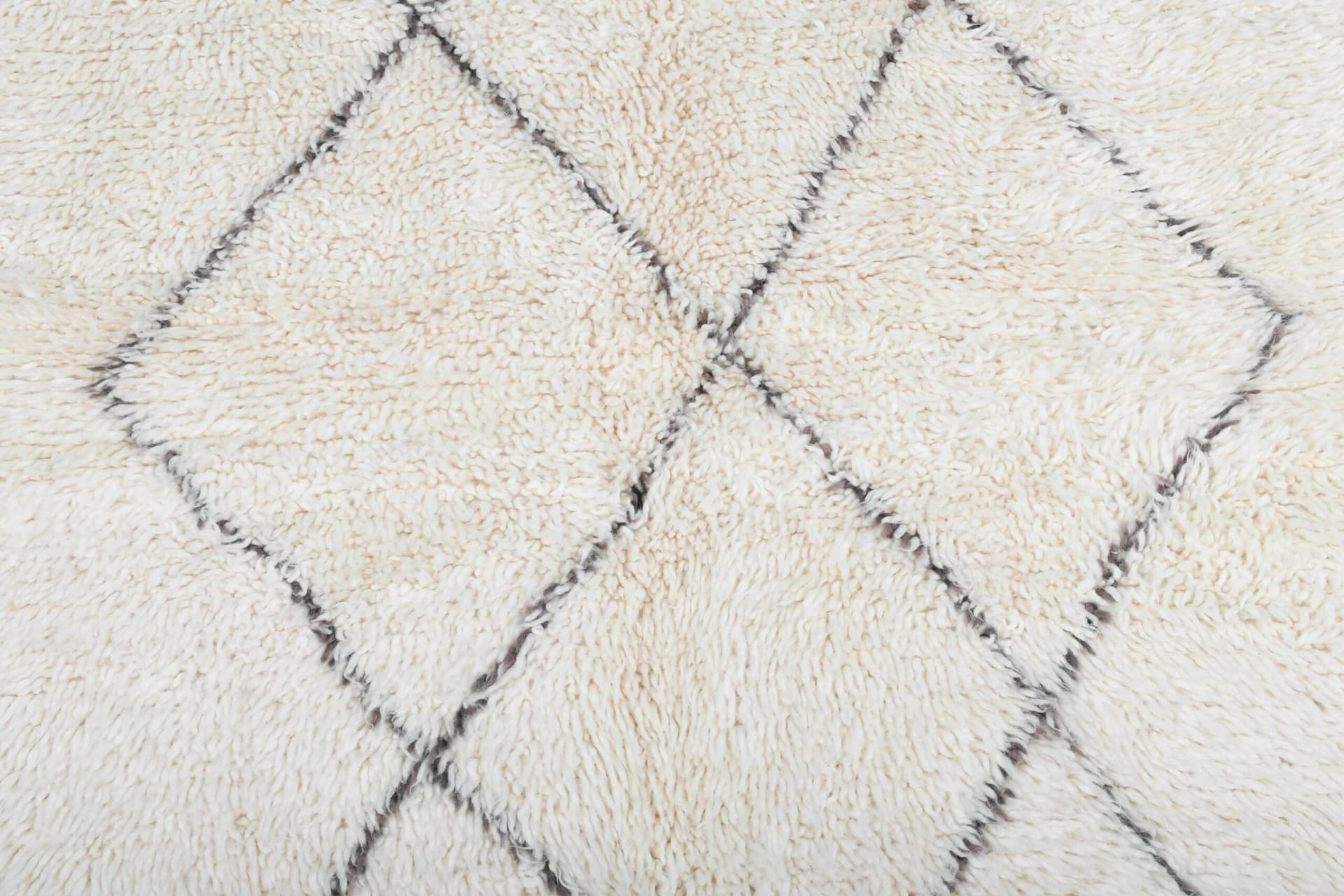 Alfombra Marroquí Hecha a Mano de Lana 5x7 - Alfombra de Área Boho Minimalista en Marfil Neutro para Sala de Estar Dormitorio - Beni Ourain - Image 3