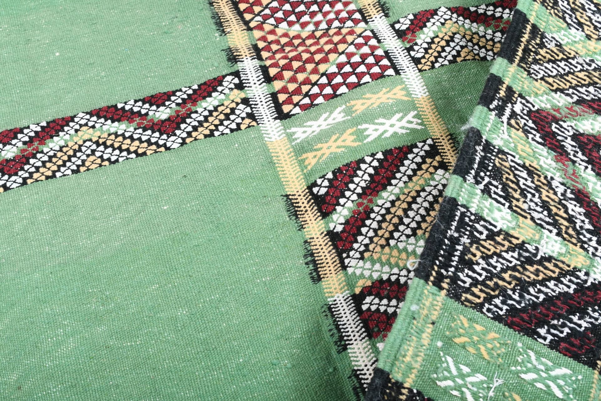 Marockansk Matta Handgjord Ull 6x10 - Grön Tribal Boho Matta för Vardagsrum Sovrum - Zemmour - Image 11