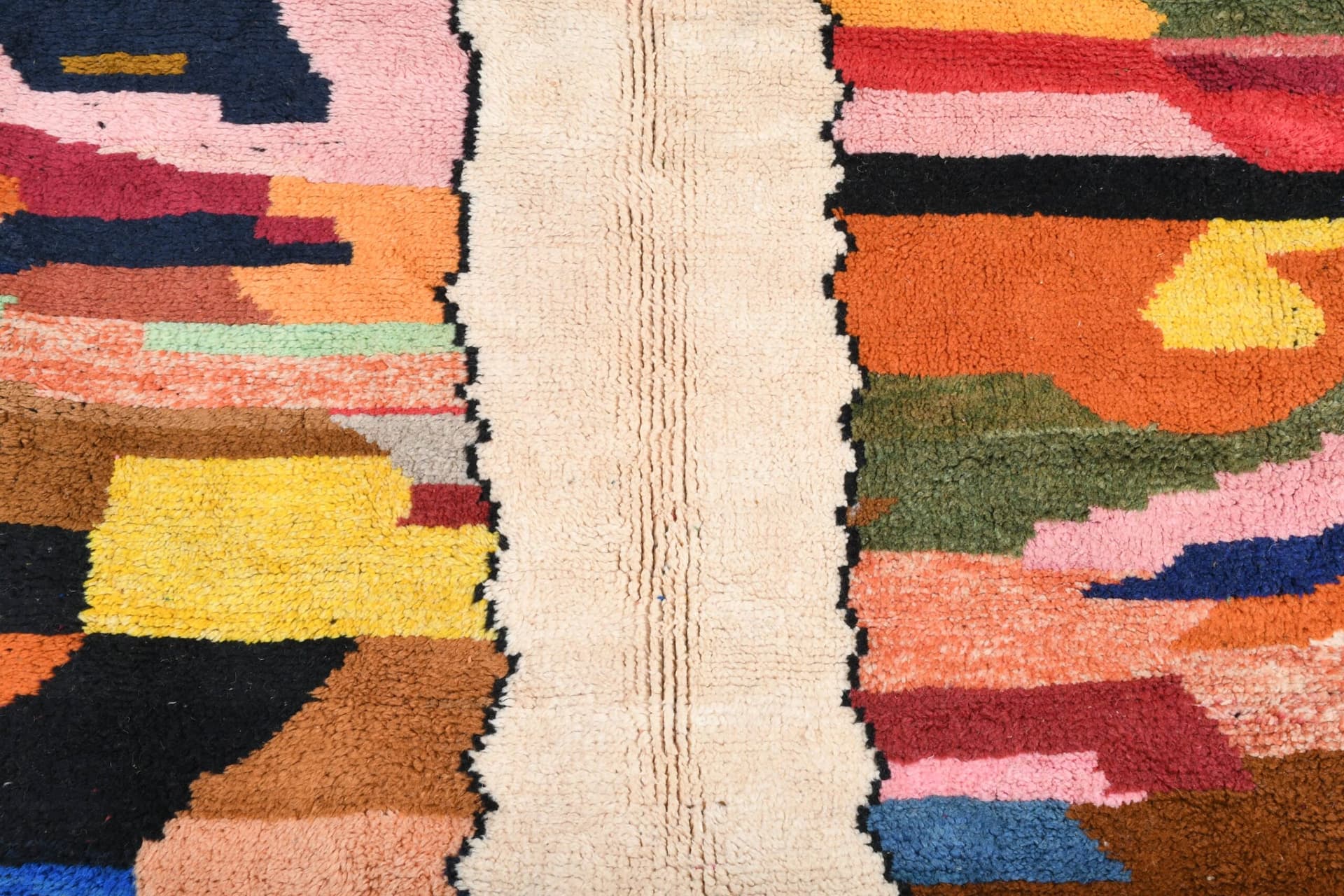 Tapis Marocain Fait Main en Laine 7x9 - Tapis de Zone Boho Coloré pour Salon, Tapis de Déclaration Moderne Abstrait Mrirt - Image 3