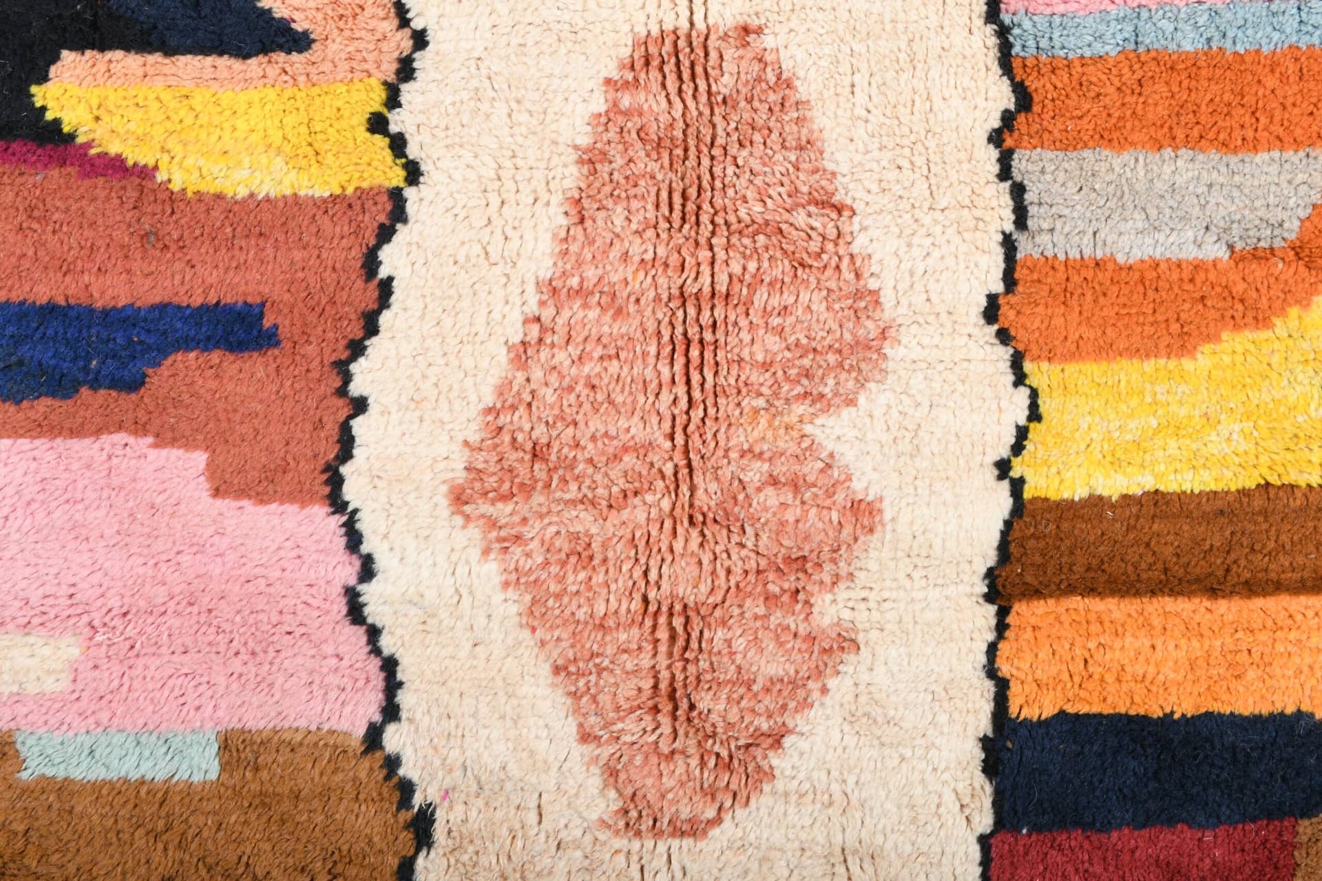 Tapis Marocain Fait Main en Laine 7x9 - Tapis de Zone Boho Coloré pour Salon, Tapis de Déclaration Moderne Abstrait Mrirt - Image 4