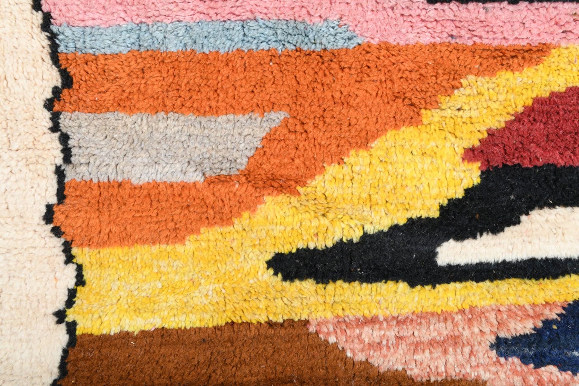 Tapis Marocain Fait Main en Laine 7x9 - Tapis de Zone Boho Coloré pour Salon, Tapis de Déclaration Moderne Abstrait Mrirt - Image 7