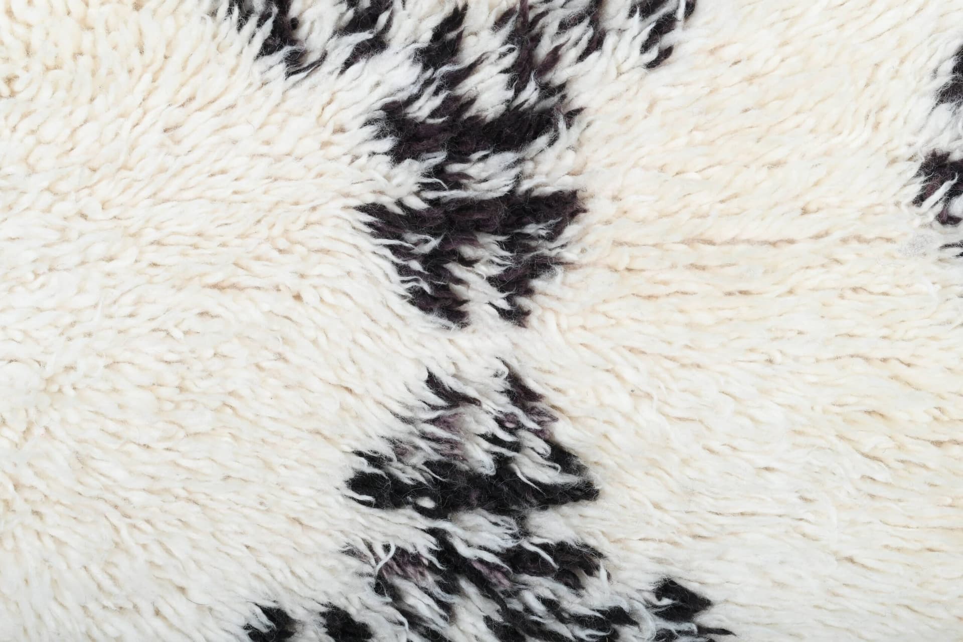 Moroccan Rug Handmade Wool 3x5 - Ivory Black Minimalist Boho Area Rug for Living Room Bedroom - Beni Ourain - Image 5