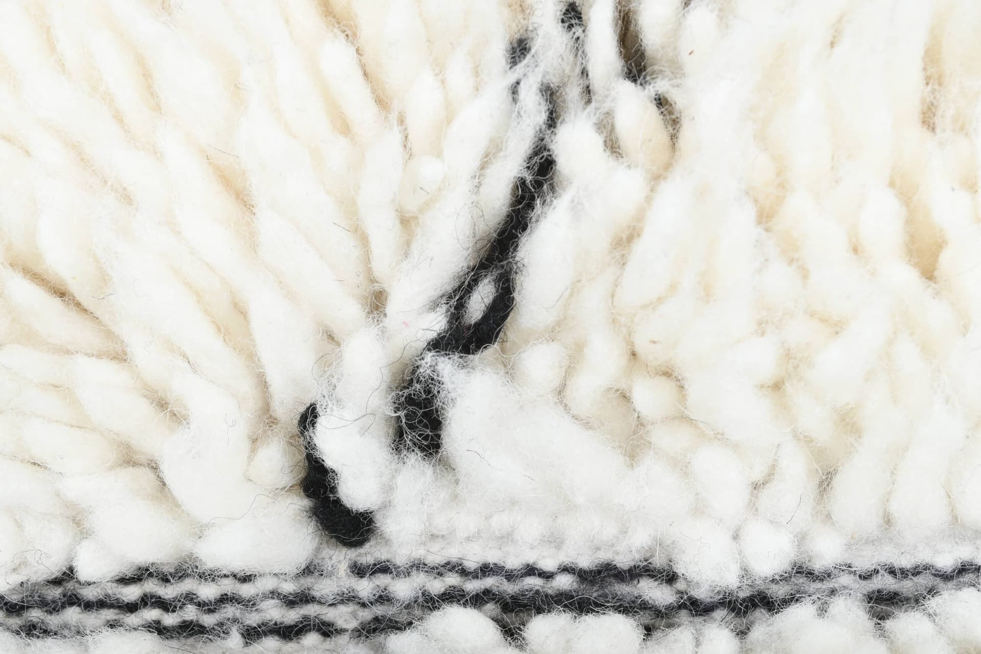 Marokkanischer Teppich Handgefertigt Wolle 2x4 - Elfenbein Schwarz Minimalistischer Boho Teppich für Wohnzimmer Schlafzimmer - Beni Ourain - Image 8