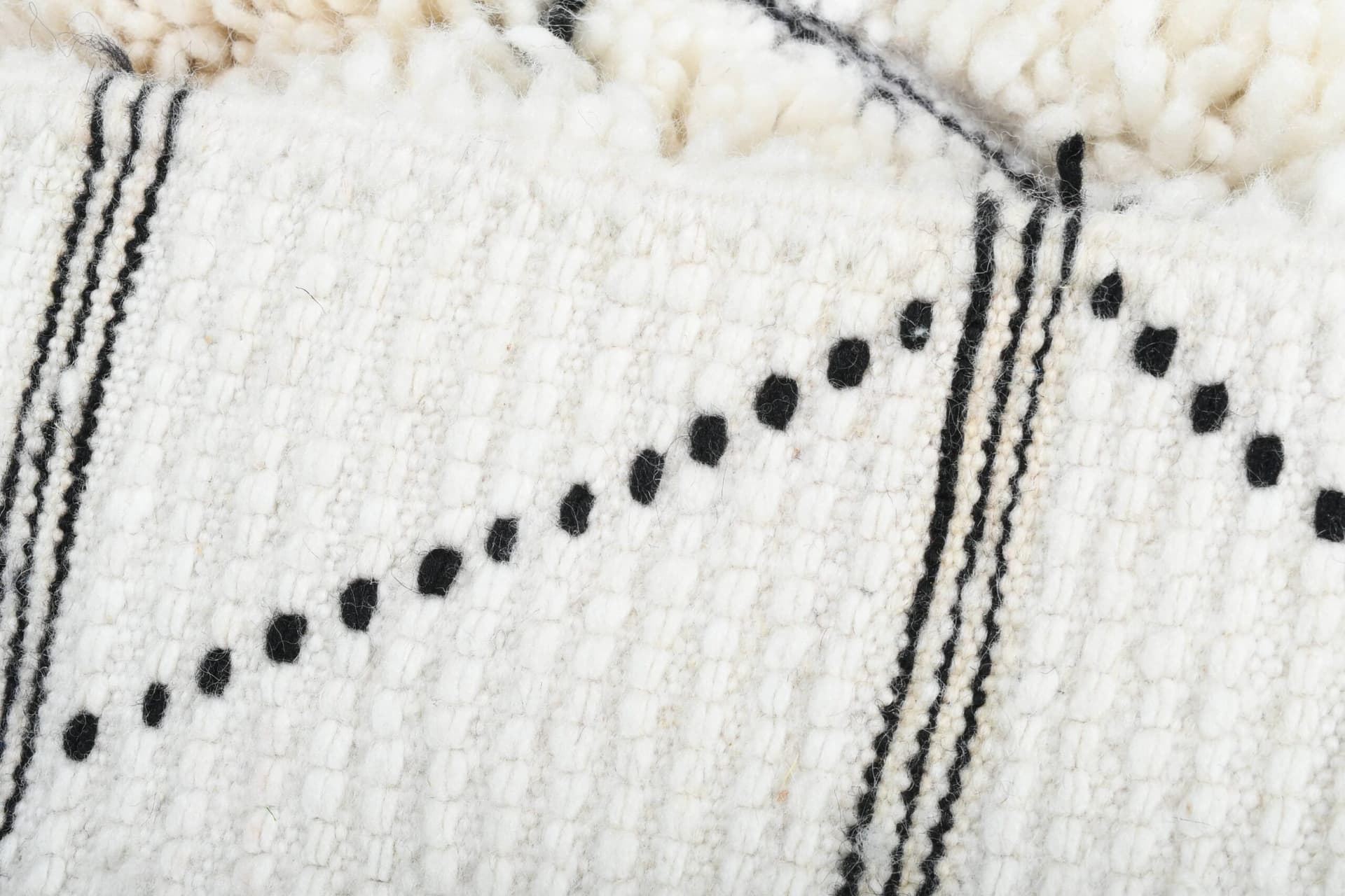Marokkanischer Teppich Handgefertigt Wolle 2x4 - Elfenbein Schwarz Minimalistischer Boho Teppich für Wohnzimmer Schlafzimmer - Beni Ourain - Image 11