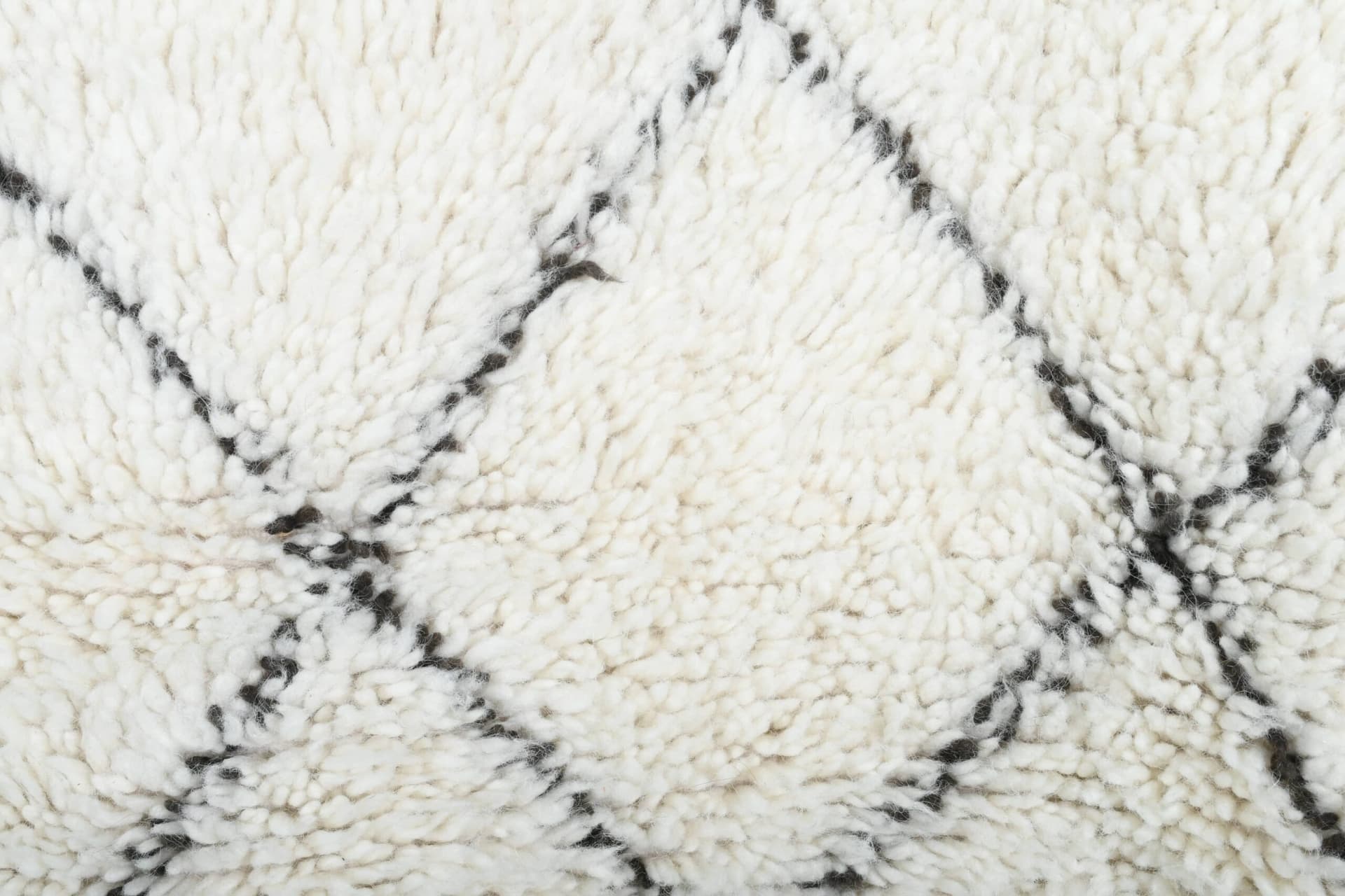 Marockansk Matta Handgjord Ull 2x4 - Elfenben Svart Diamant Boho Minimalistisk Områdesmatta för Sovrum Entré Beni Ourain - Image 3