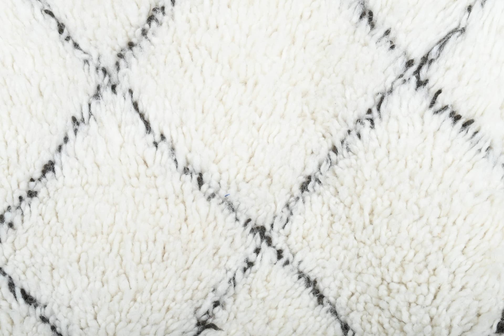 Marockansk Matta Handgjord Ull 2x4 - Elfenben Svart Diamant Boho Minimalistisk Områdesmatta för Sovrum Entré Beni Ourain - Image 4