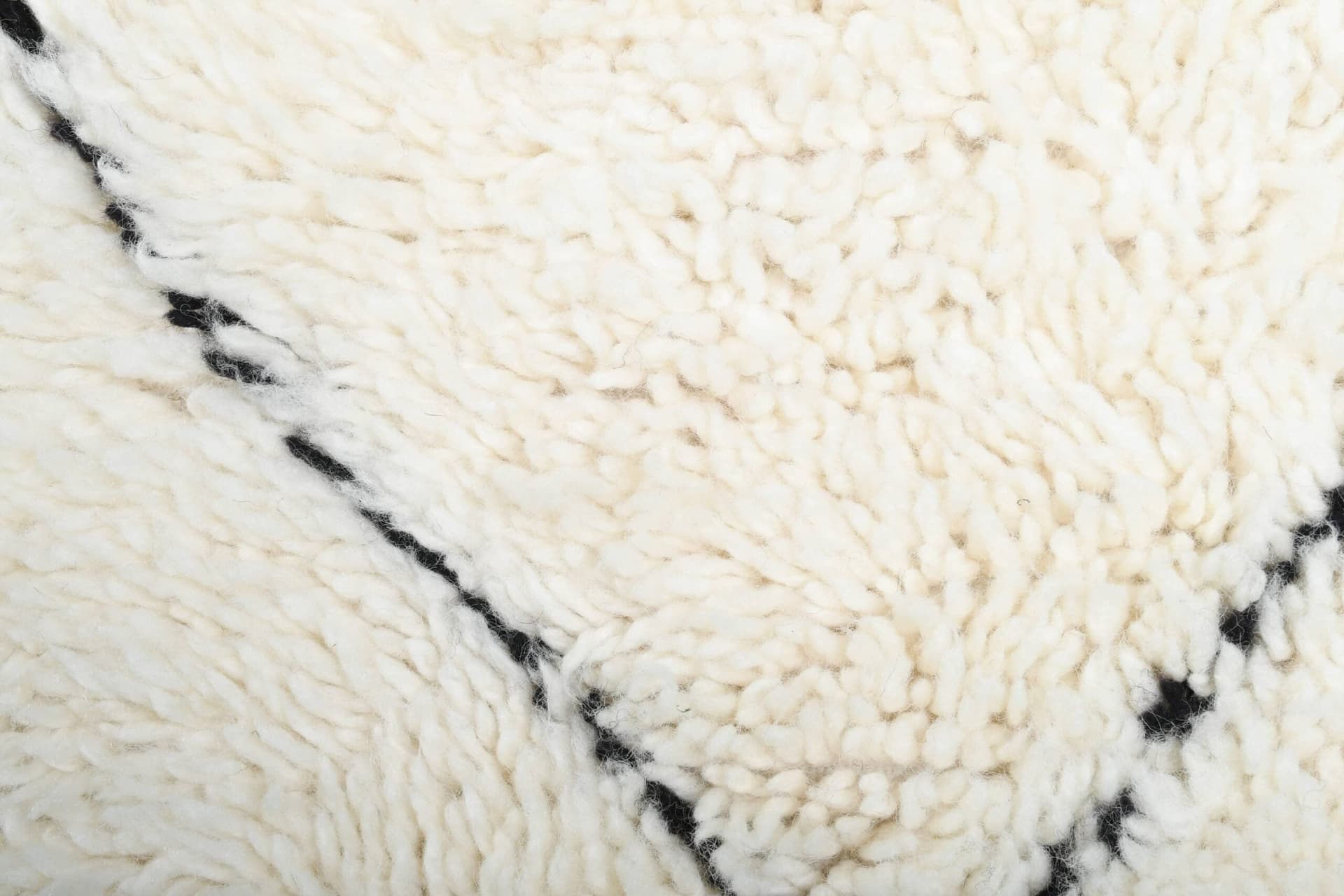 Marockansk Matta Handgjord Ull 2x4 - Elfenben Kräm Svart Minimalistisk Boho Områdesmatta för Sovrum Entré Beni Ourain - Image 5