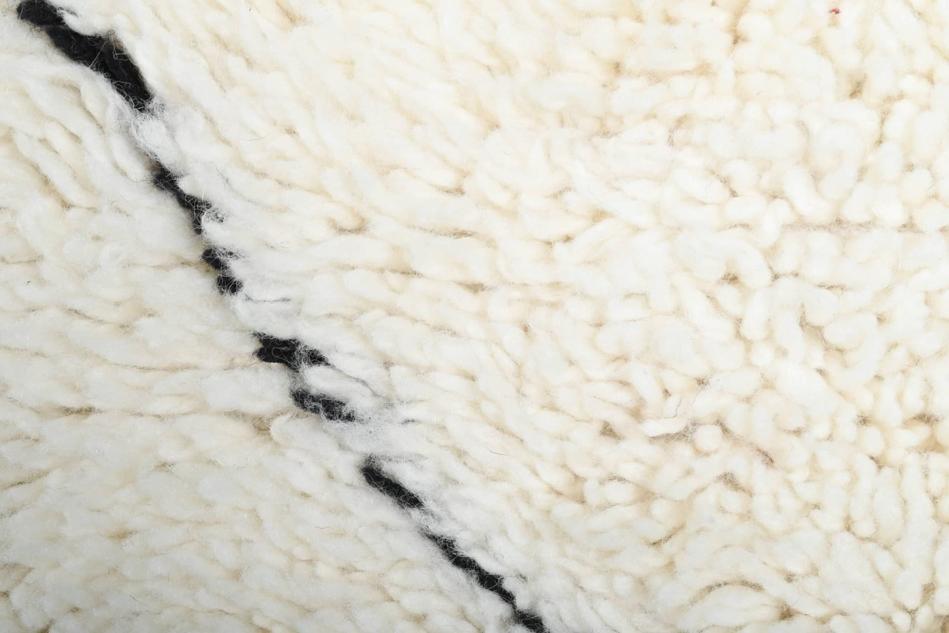 Marockansk Matta Handgjord Ull 2x4 - Elfenben Kräm Svart Minimalistisk Boho Områdesmatta för Sovrum Entré Beni Ourain - Image 9