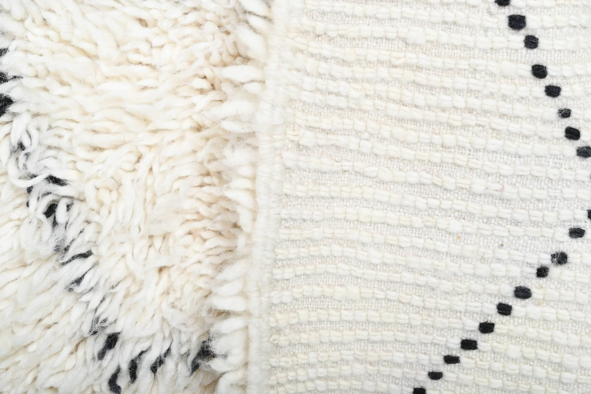 モロッコ製手作りウールラグ 2x4 - アイボリー ブラック ミニマリスト ボヘミアン エリアラグ リビングルーム 寝室用 - ベニ・ウライン - Image 10