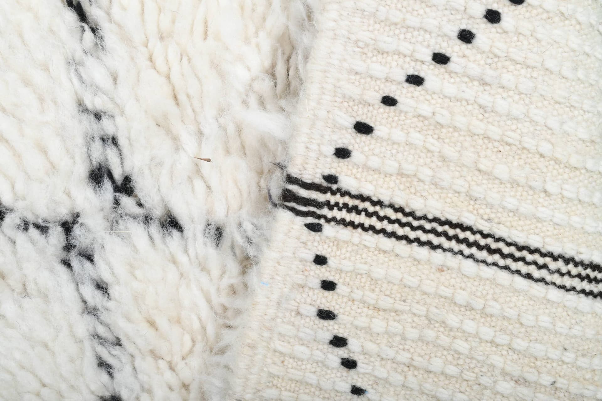 モロッコ製手作りウールラグ 2x4 - アイボリー ブラック ミニマリスト ボヘミアン エリアラグ 寝室 玄関用 - ベニウレイン - Image 10