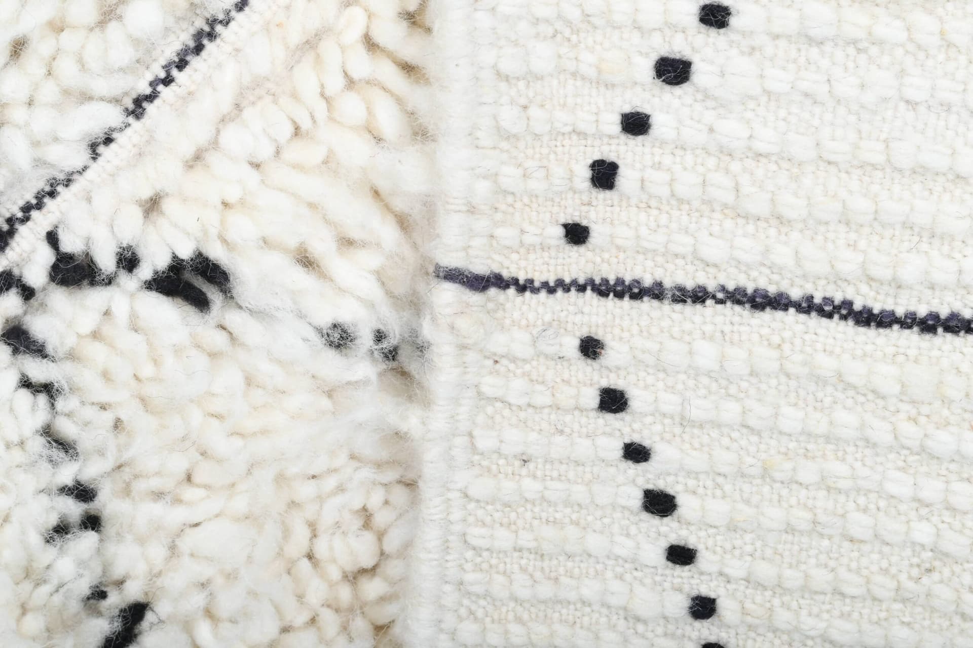 Tapis Marocain Fait Main en Laine 2x4 - Tapis de Zone Minimaliste Boho Ivoire Noir à Motif Diamant pour Chambre Entrée Beni Ourain - Image 10