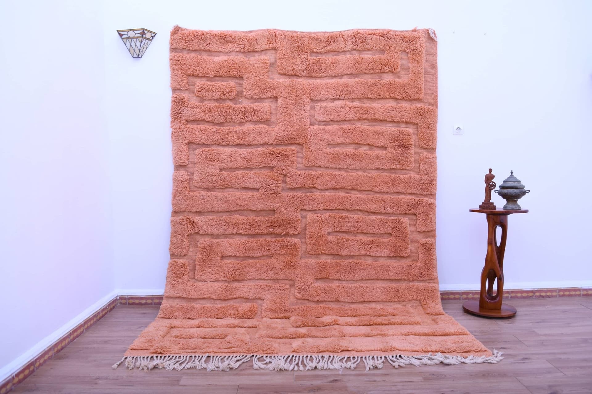 Alfombra Marroquí Hecha a Mano de Lana 7x10 - Alfombra Moderna Boho en Terracota Neutral para Sala de Estar y Dormitorio - Mrirt - Image 2