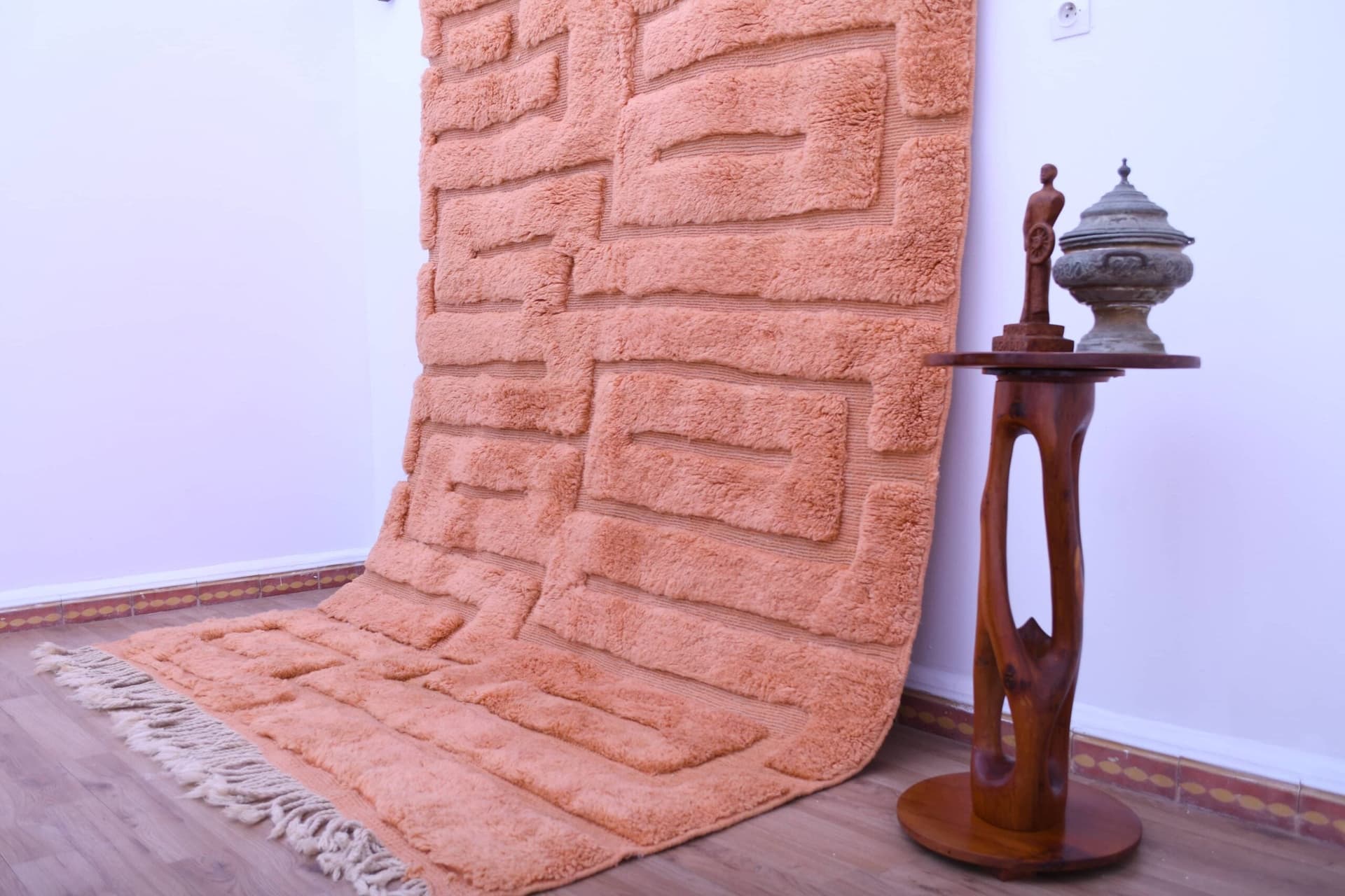 Alfombra Marroquí Hecha a Mano de Lana 7x10 - Alfombra Moderna Boho en Terracota Neutral para Sala de Estar y Dormitorio - Mrirt - Image 6