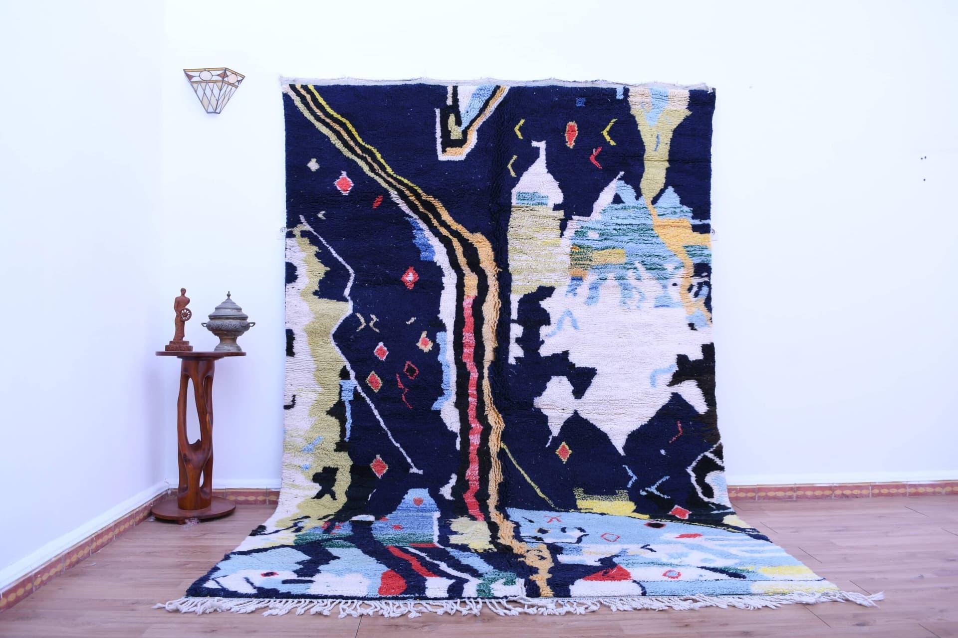 Marokkolainen Matto Käsintehty Villa 7x10 - Laivastonsininen Moderni Boho Alue Matto Olohuoneeseen Makuuhuoneeseen - Boujaad - Image 2