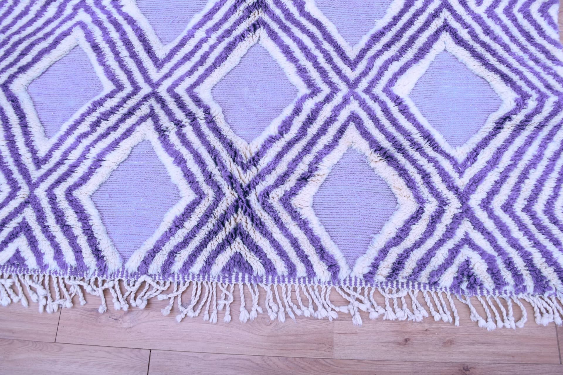 Marockansk Matta Handgjord Ull 7x10 - Lavendel Lila Neutral Geometrisk Modern Matta för Vardagsrum Sovrum - Mrirt - Image 12