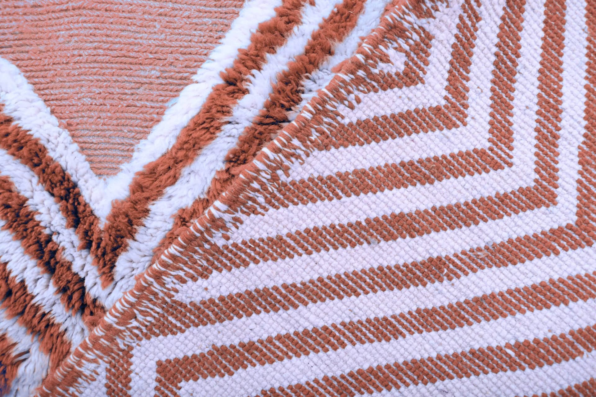 Marockansk Matta Handgjord Ull 7x10 - Terrakotta Ivory Geometrisk Boho Område Matta för Vardagsrum Sovrum - Mrirt - Image 7