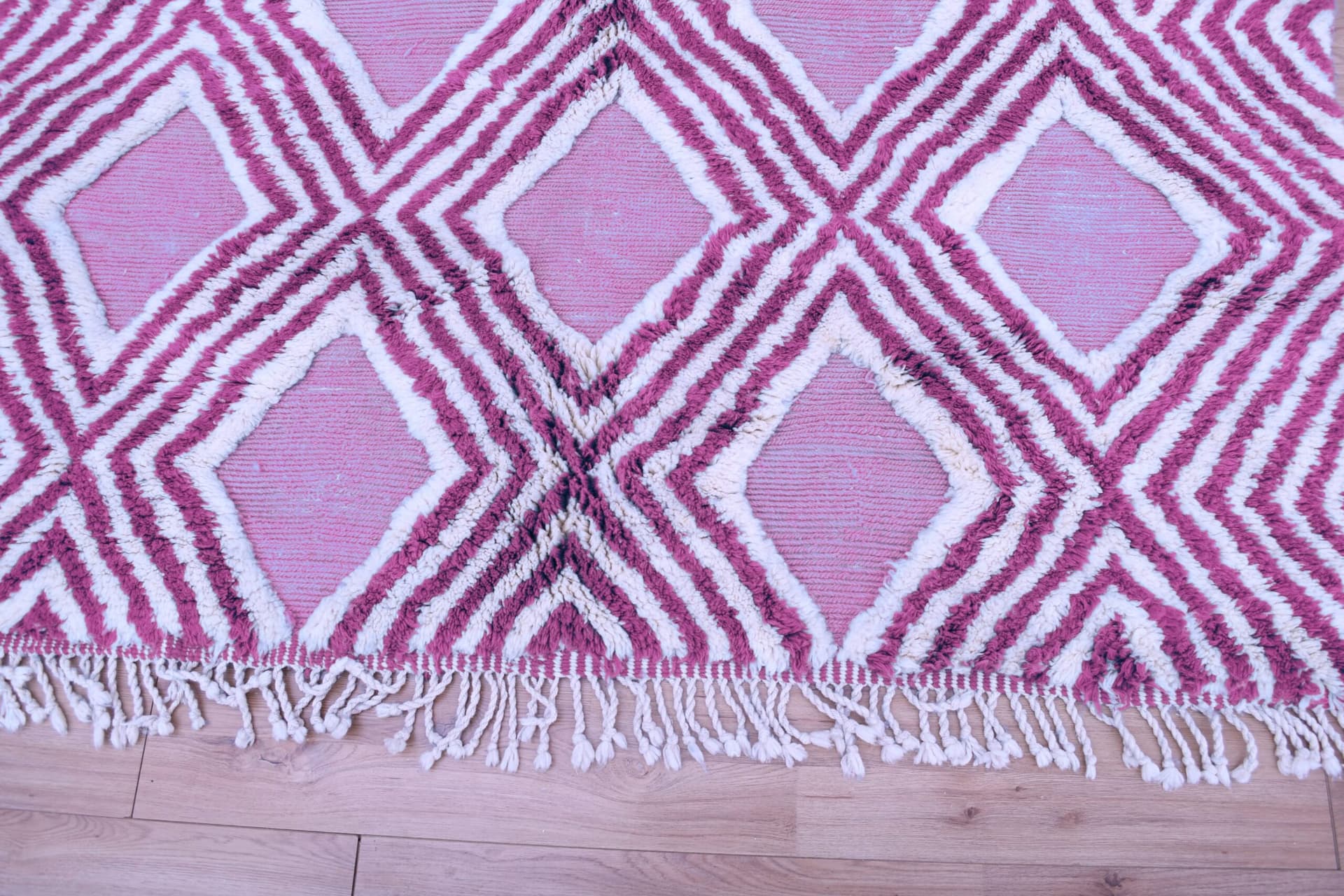 Marokkanischer Teppich Handgefertigt Wolle 7x10 - Rosa Elfenbein Geometrischer Boho Teppich für Wohnzimmer Schlafzimmer - Mrirt Berber - Image 11