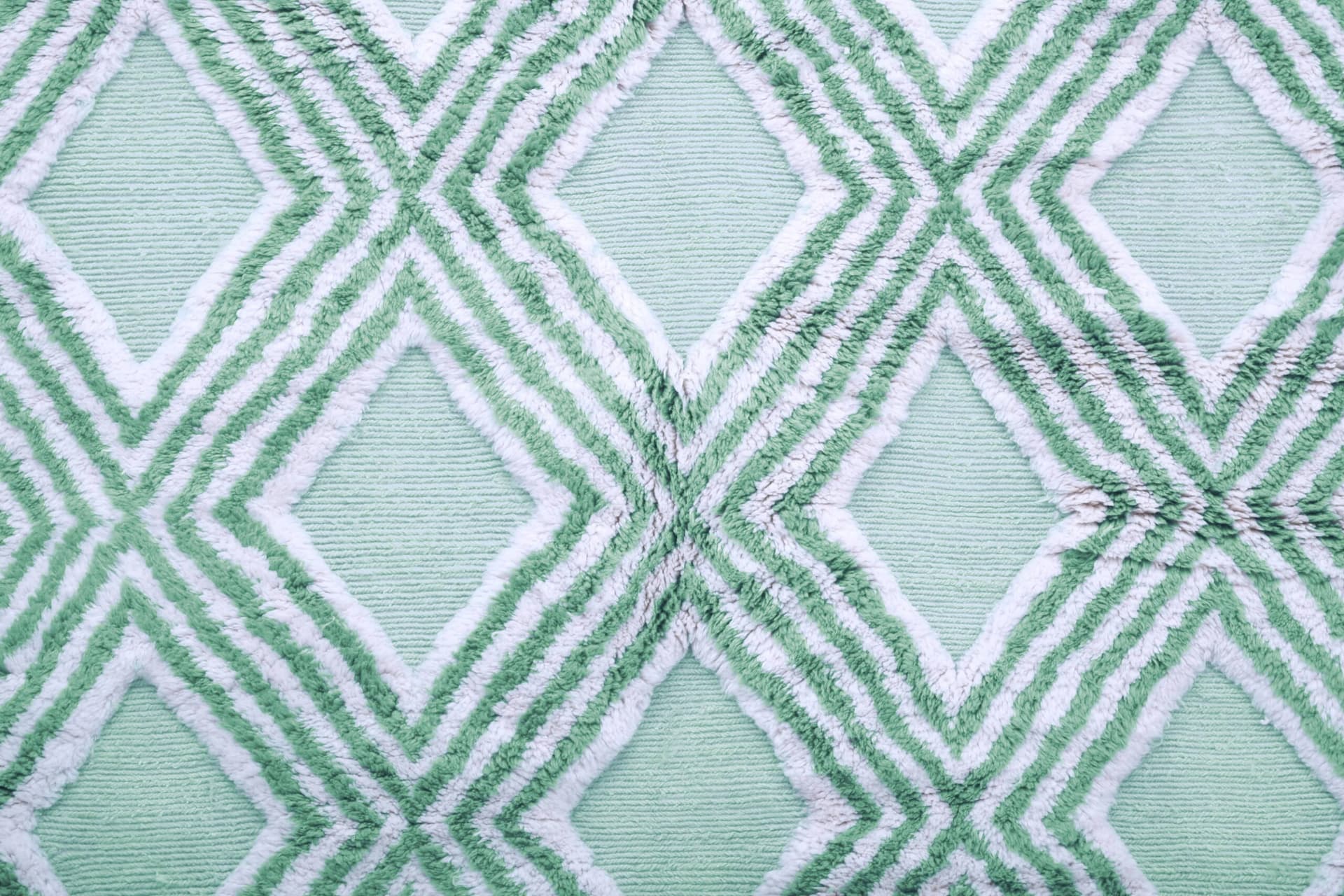 Marockansk Matta Handgjord Ull 7x10 - Salvia Grön Ivory Geometrisk Boho Område Matta för Vardagsrum Sovrum - Mrirt - Image 6