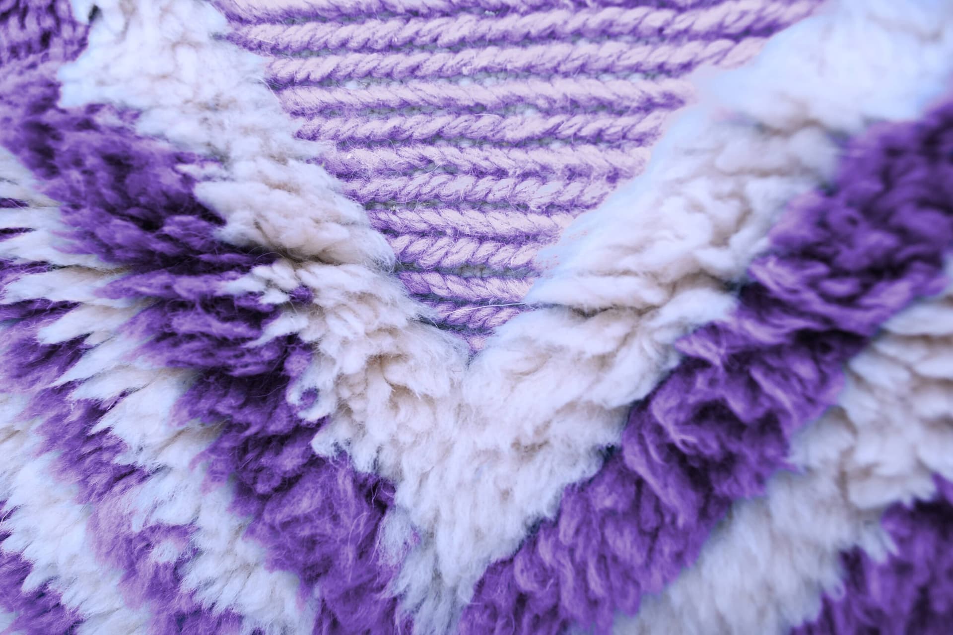 モロッコのラグ 手作りウール 7x10 - ラベンダーパープルニュートラル ジオメトリック ボヘミアンエリアラグ リビングルーム ベッドルーム Mrirt - Image 4