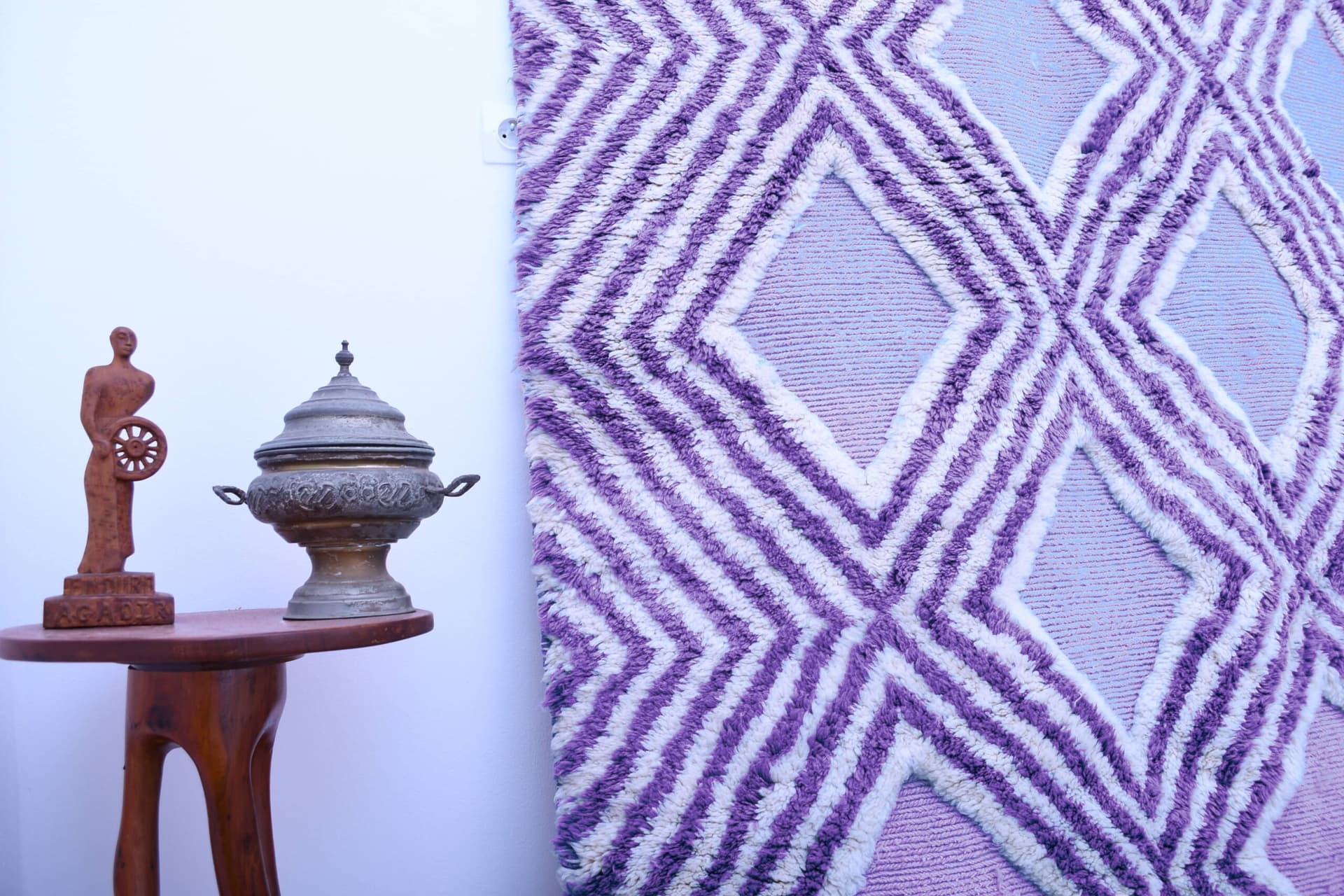 モロッコのラグ 手作りウール 7x10 - ラベンダーパープルニュートラル ジオメトリック ボヘミアンエリアラグ リビングルーム ベッドルーム Mrirt - Image 10