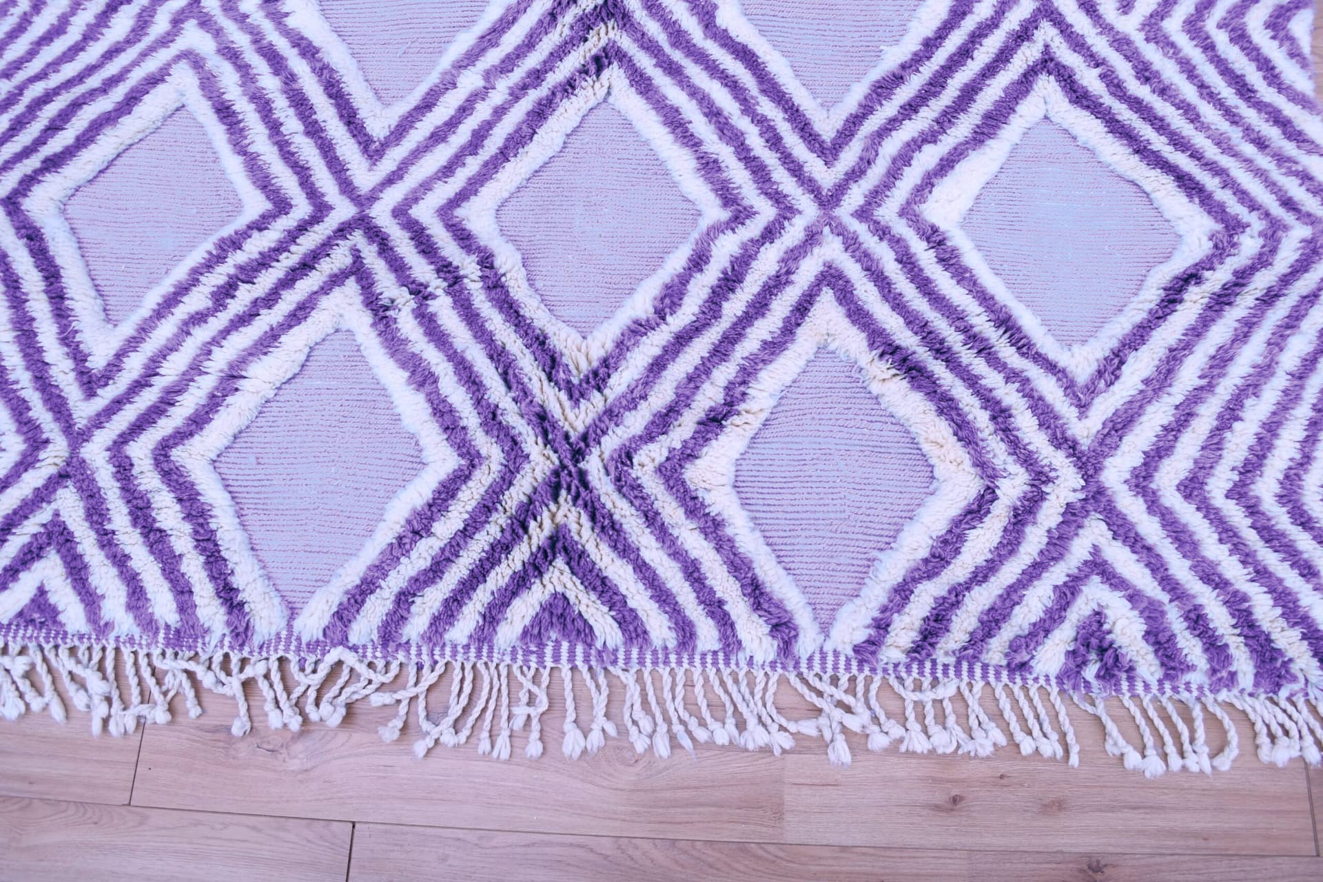 モロッコのラグ 手作りウール 7x10 - ラベンダーパープルニュートラル ジオメトリック ボヘミアンエリアラグ リビングルーム ベッドルーム Mrirt - Image 11