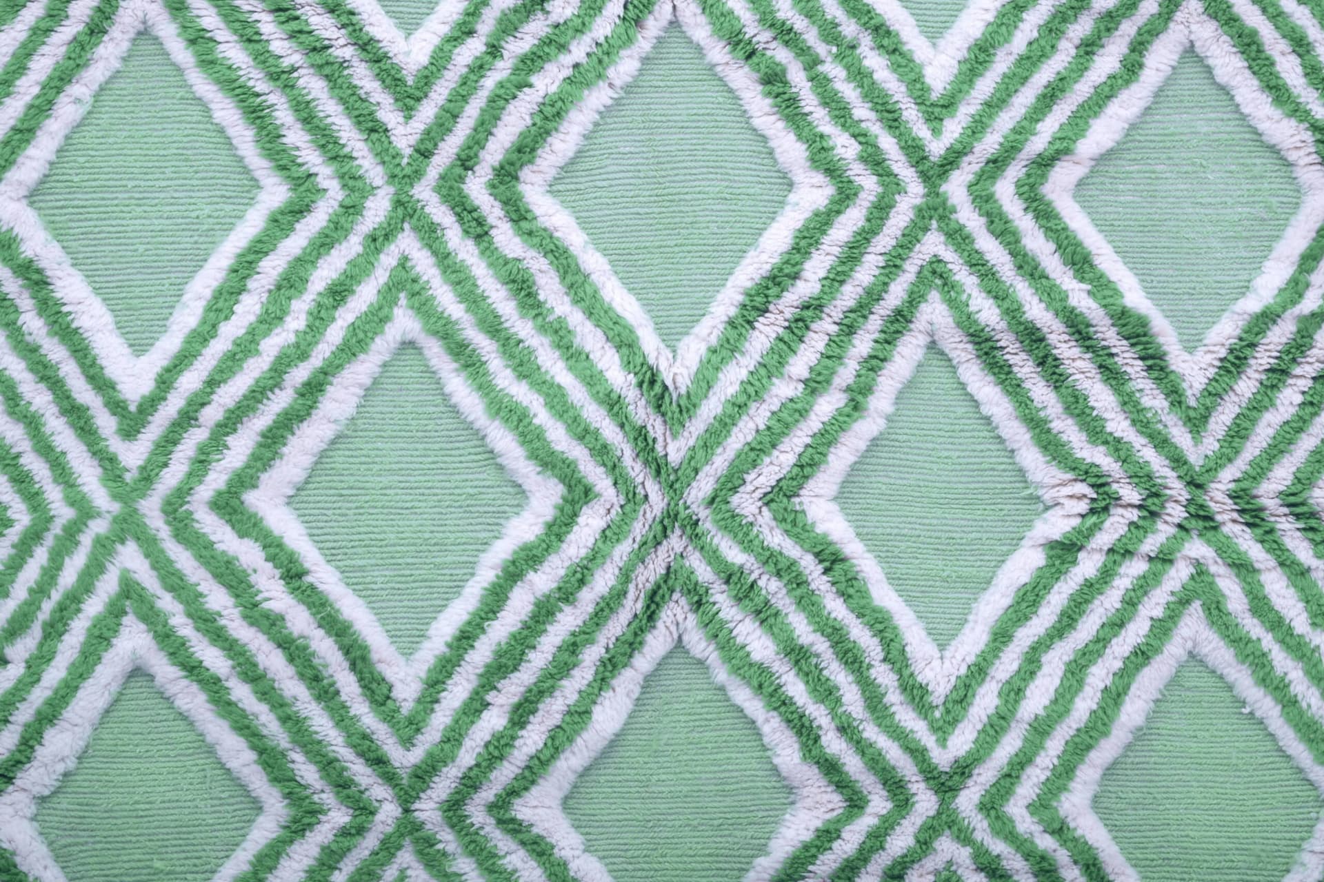 Tapis Marocain Fait Main en Laine 7x10 - Tapis Moderne Géométrique Vert Ivoire pour Salon Chambre - Mrirt - Image 6