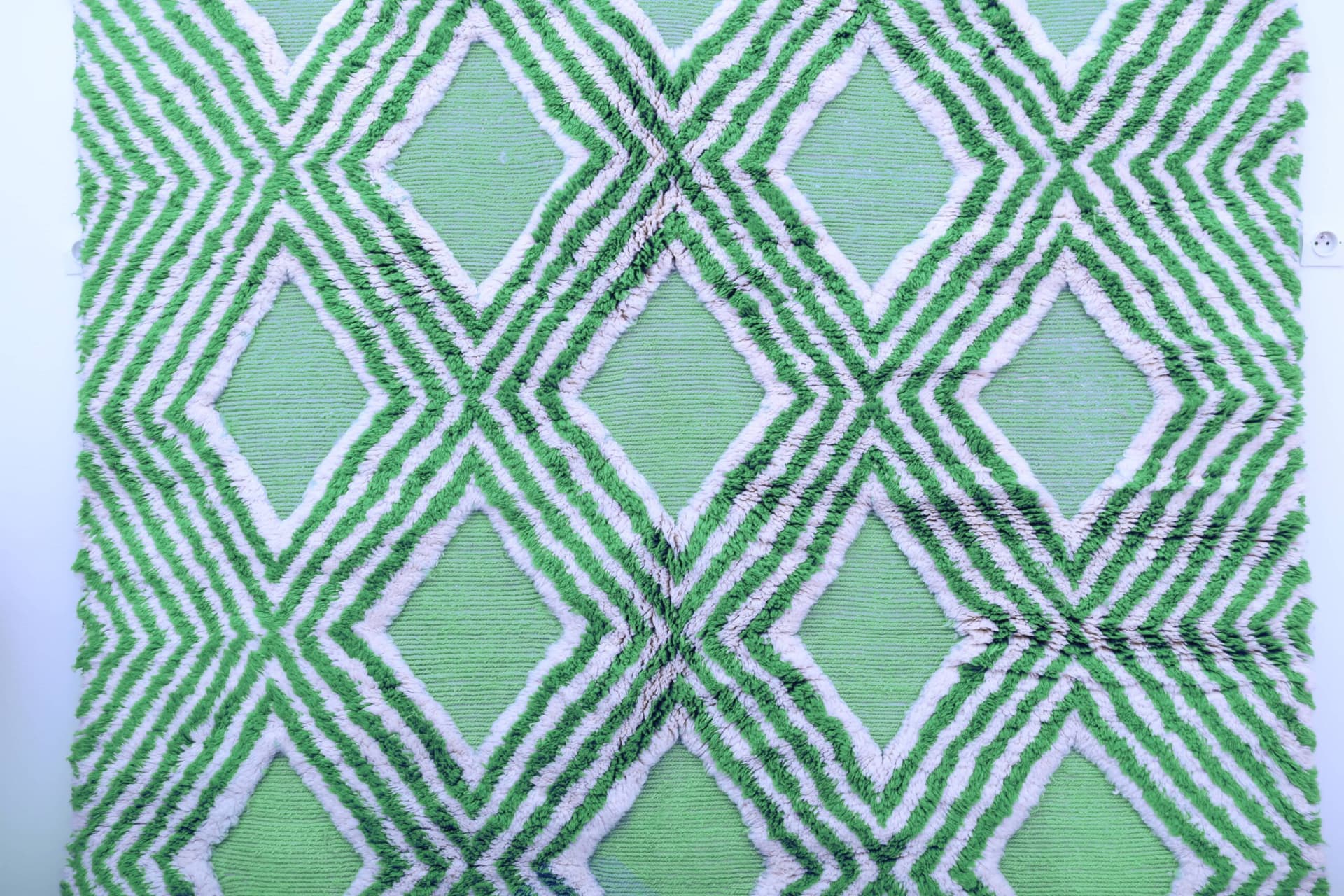 Tapis Marocain Fait Main en Laine 7x10 - Tapis Moderne Géométrique Vert Ivoire pour Salon Chambre - Mrirt - Image 8