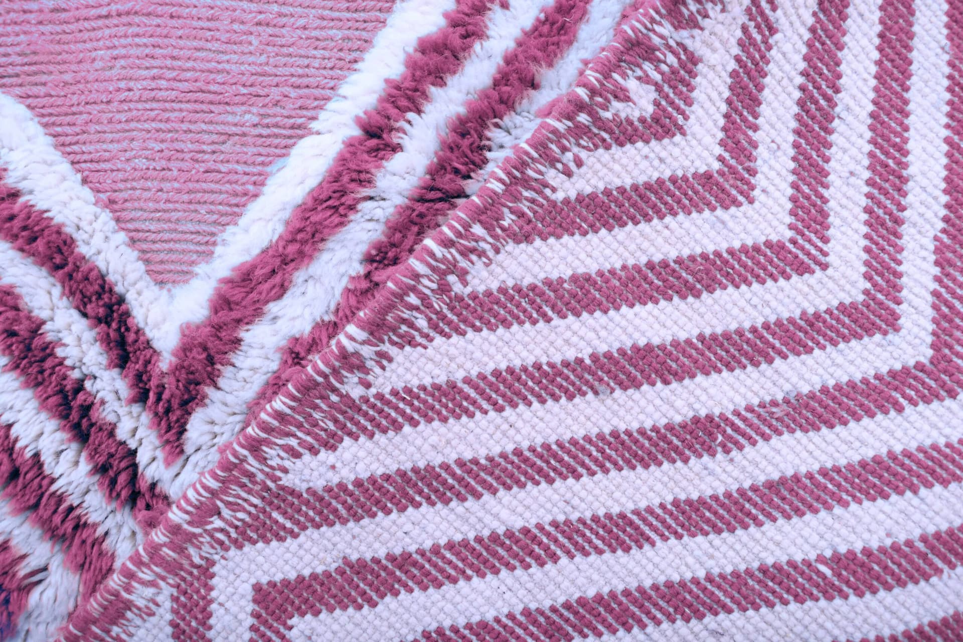 Alfombra Marroquí Hecha a Mano de Lana 7x10 - Alfombra Geométrica Boho Rosa Crema para Sala de Estar Dormitorio - Mrirt Berber - Image 8