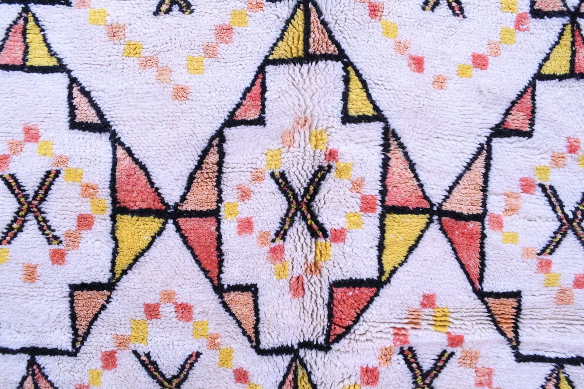 モロッコ製ウールラグ 手作り 6x6 - アイボリー中立幾何学的ボヘミアンエリアラグ リビングルーム 寝室用 Beni Ourain - Image 4