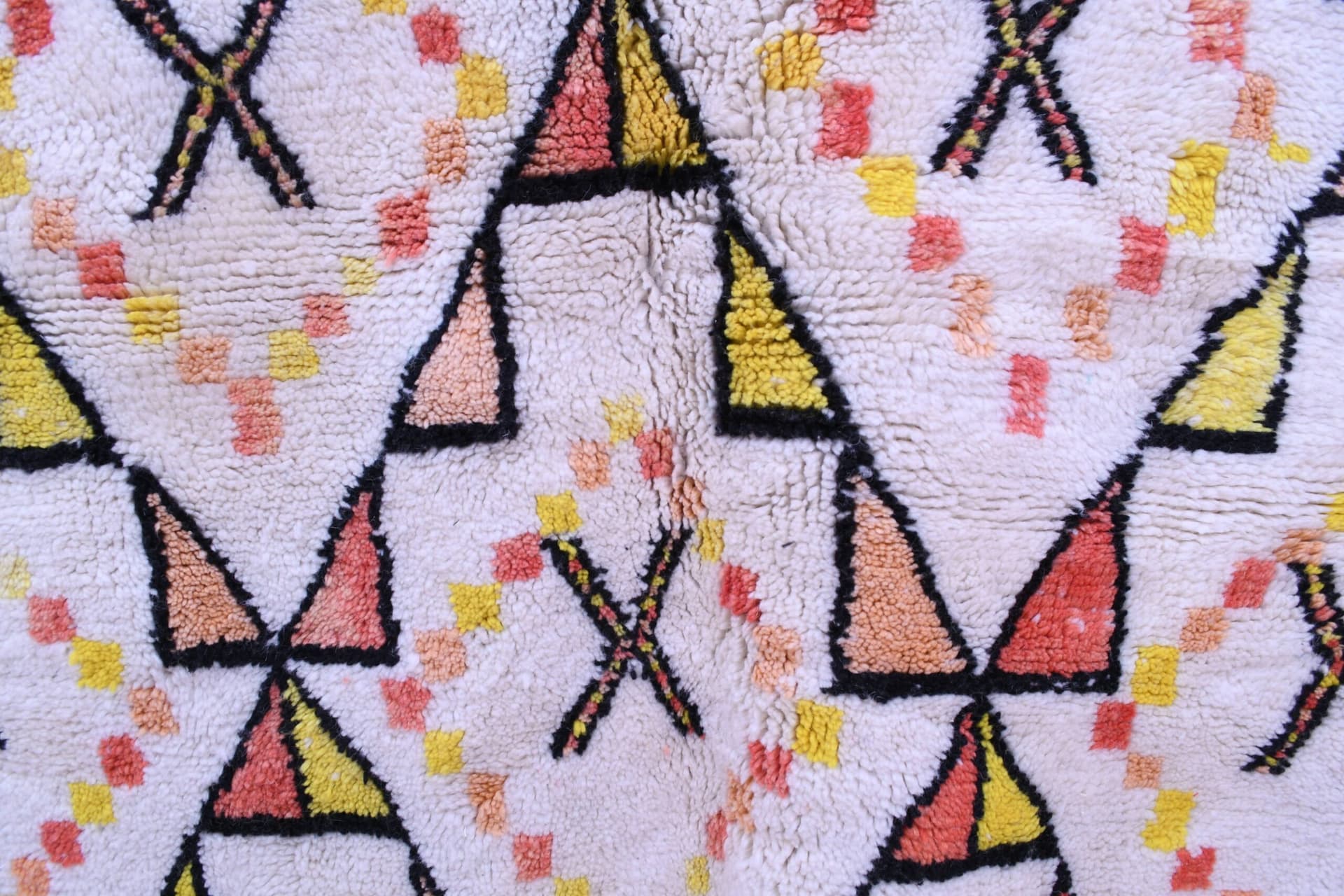 モロッコ製ウールラグ 手作り 6x6 - アイボリー中立幾何学的ボヘミアンエリアラグ リビングルーム 寝室用 Beni Ourain - Image 5