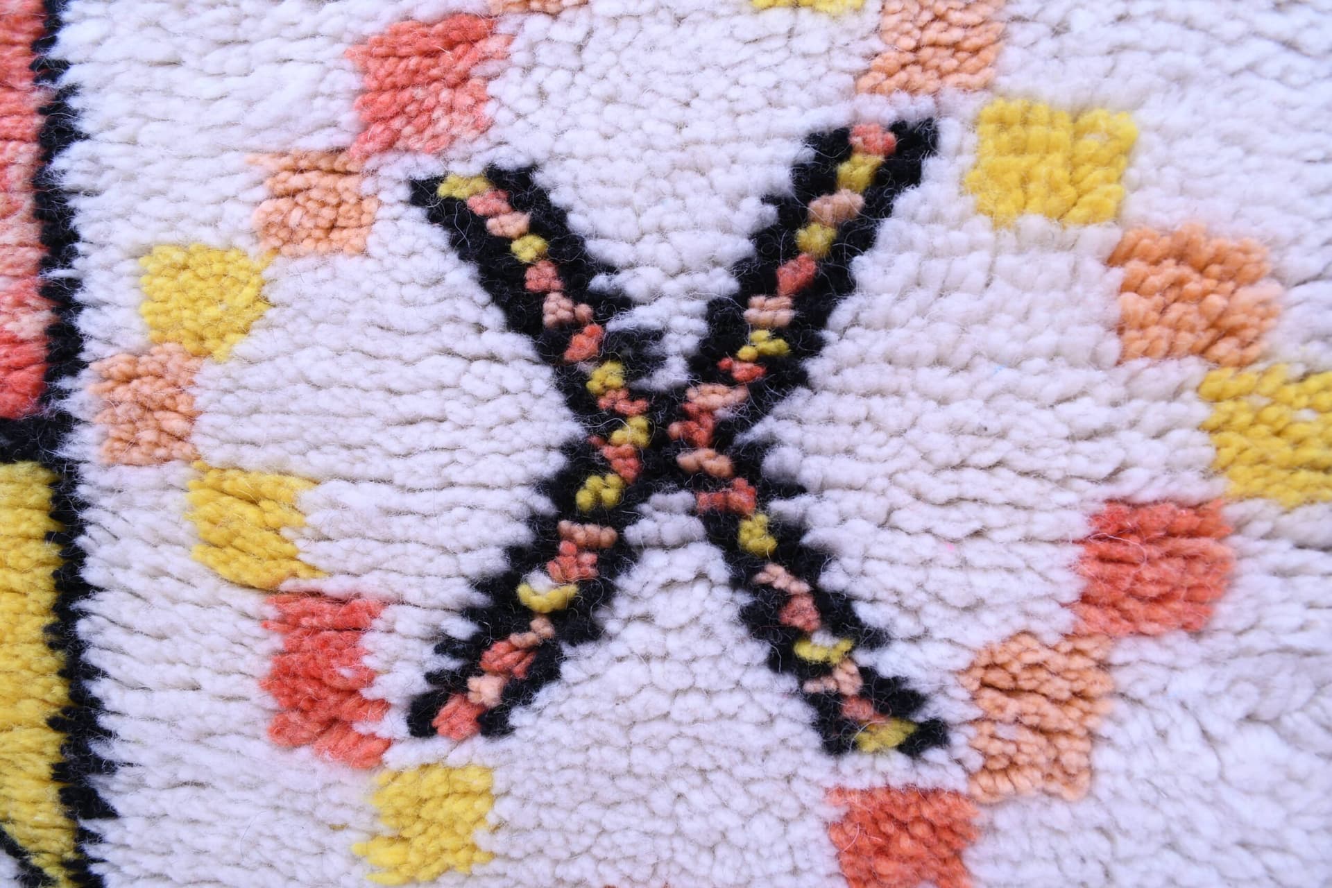 モロッコ製ウールラグ 手作り 6x6 - アイボリー中立幾何学的ボヘミアンエリアラグ リビングルーム 寝室用 Beni Ourain - Image 7