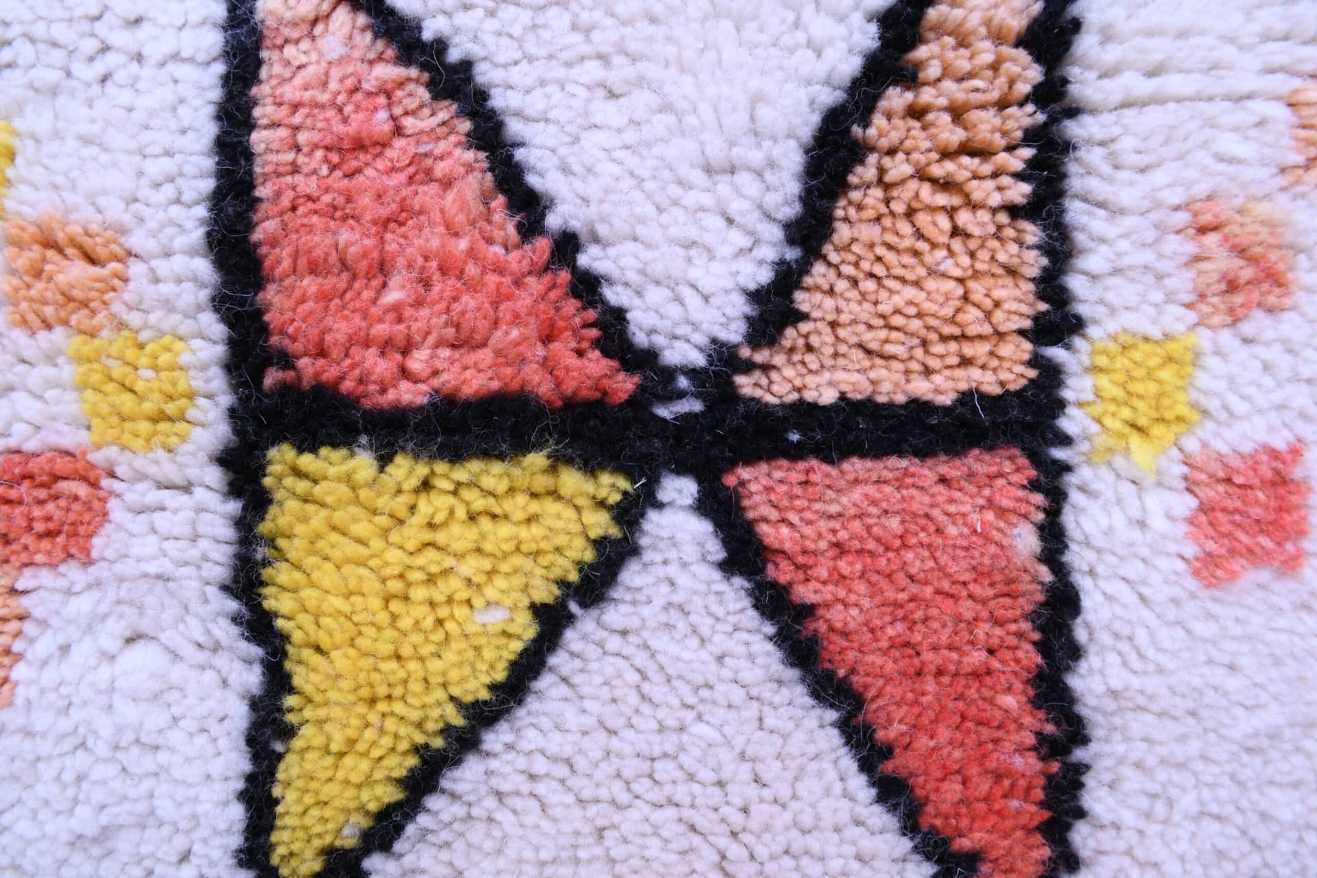 モロッコ製ウールラグ 手作り 6x6 - アイボリー中立幾何学的ボヘミアンエリアラグ リビングルーム 寝室用 Beni Ourain - Image 8