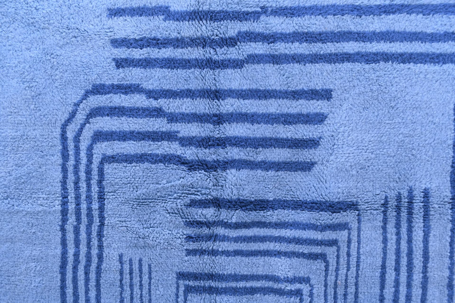 Marokkanischer Teppich Handgefertigt Wolle 7x10 - Blau Minimalistisch Moderner Teppich für Wohnzimmer Schlafzimmer - Authentischer Mrirt Berber - Image 4