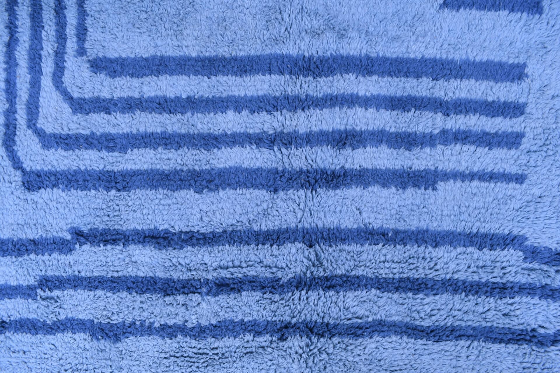 Marokkanischer Teppich Handgefertigt Wolle 7x10 - Blau Minimalistisch Moderner Teppich für Wohnzimmer Schlafzimmer - Authentischer Mrirt Berber - Image 8