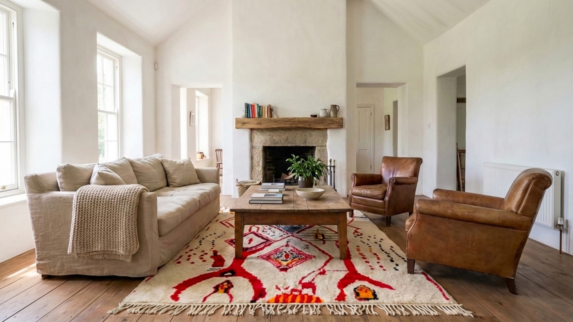 Marokkolainen Matto Käsintehty Villa 8x10 - Ivory Neutraali Moderni Boho Alue Matto Olohuoneeseen Makuuhuoneeseen - Berber