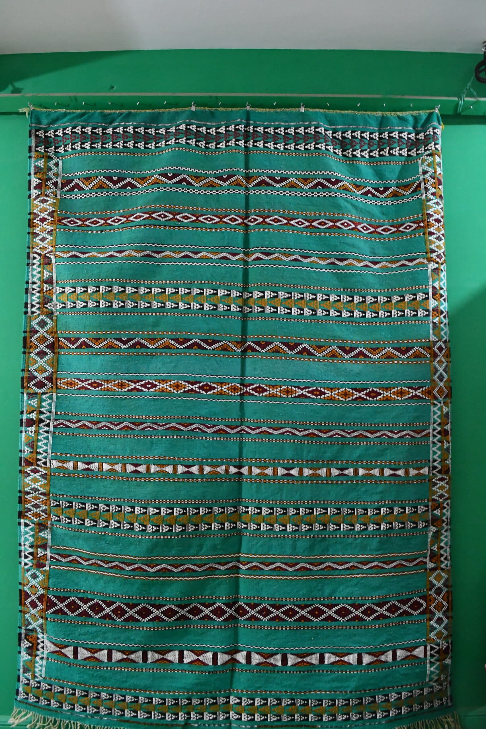 Marokkolainen matto käsintehty villa 8x11 - Teal vihreä moderni boho-alue matto olohuoneeseen makuuhuoneeseen - Zemmour - Image 2