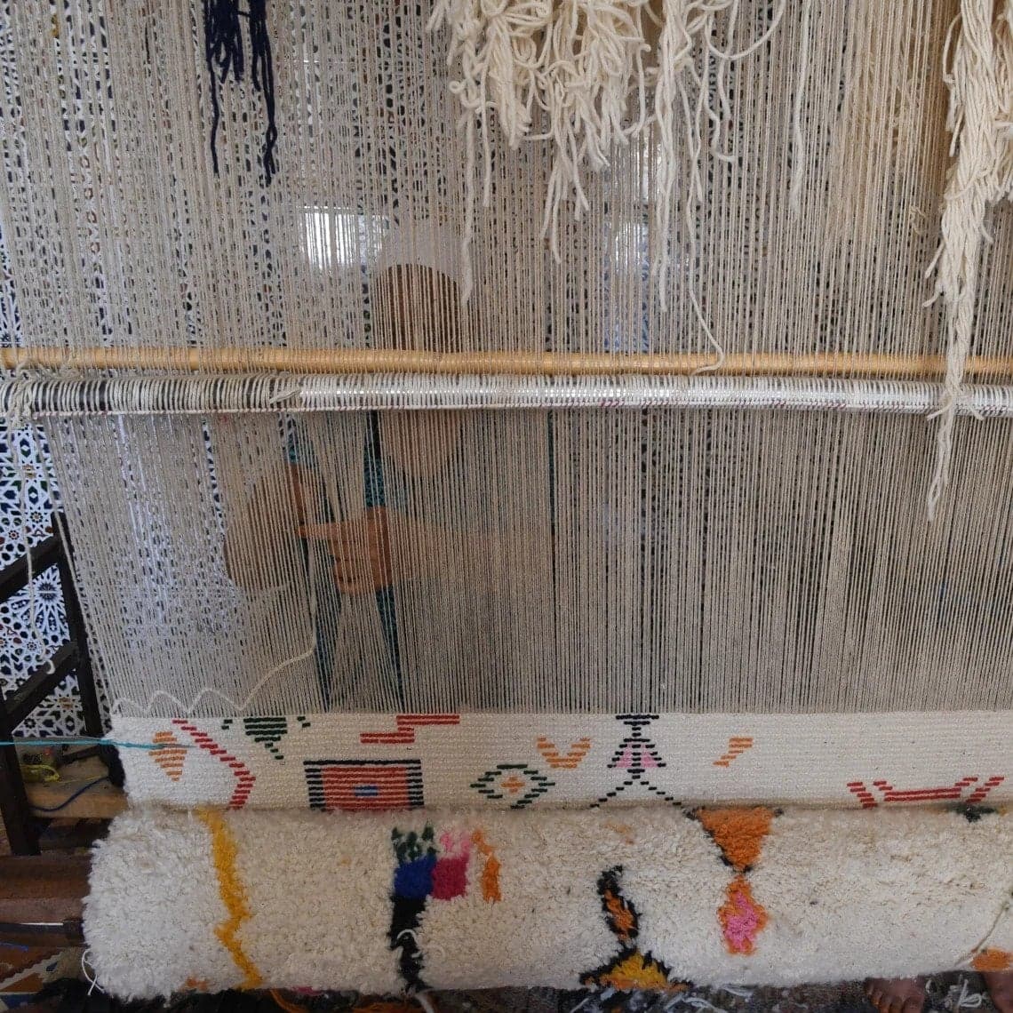 Marokkolainen Matto Azilal 5x8 Villa Kermavalkoinen Monivärinen Boho Olohuone - Image 8