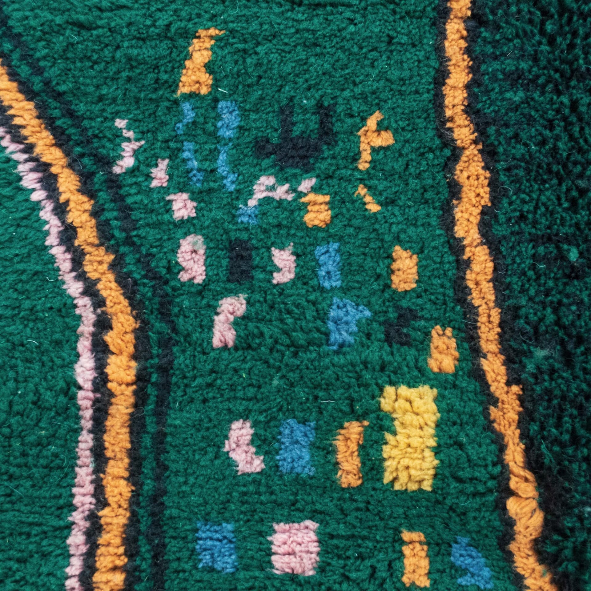 モロッコ製手作りウールラグ 6x9 - エメラルドグリーン ボヘミアンエリアラグ リビングルーム用 モダン抽象ベルベルラグ - Image 5