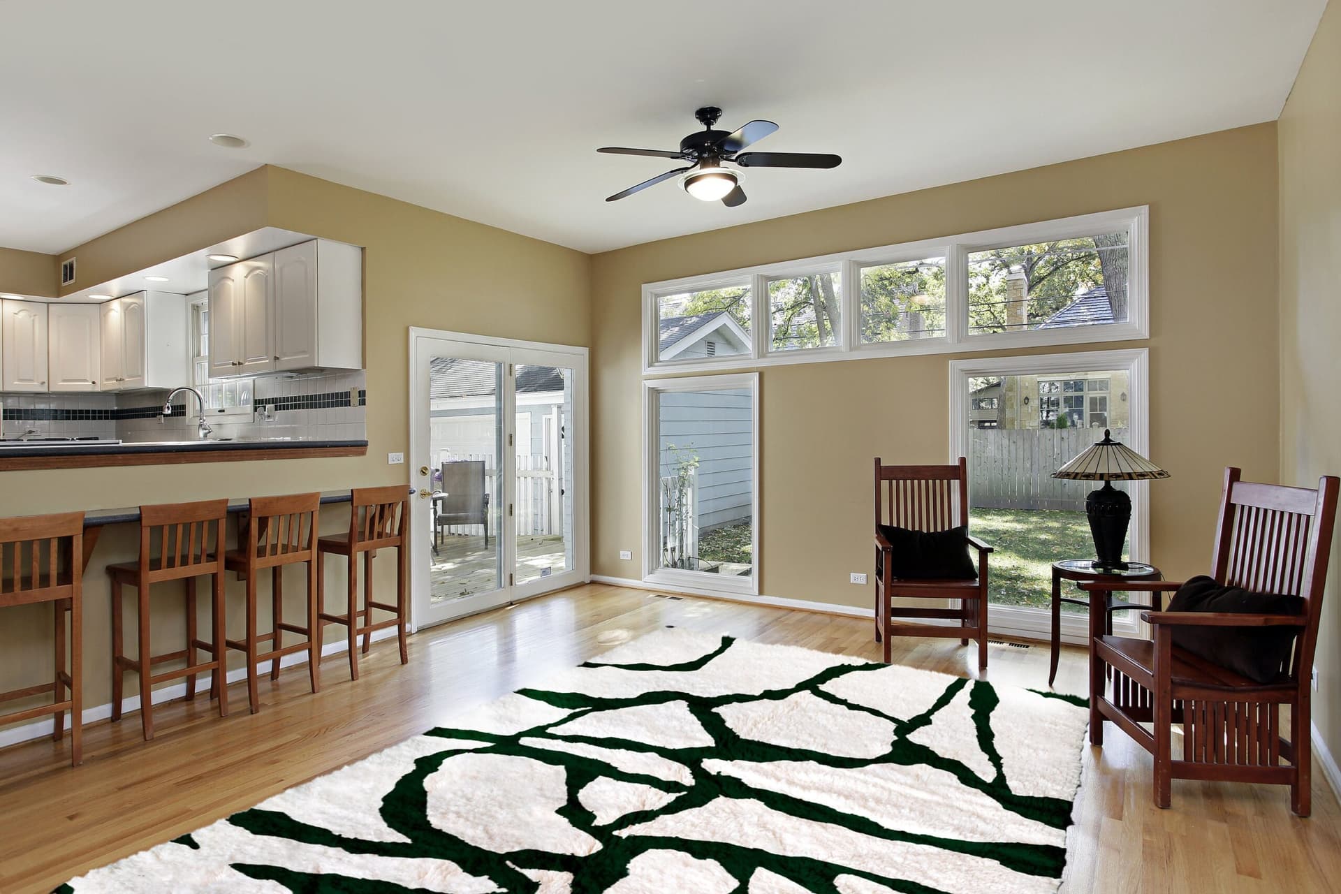 モロッコ製手作りウールラグ カスタムサイズ - アイボリークリームとグリーンのモダンボヘミアンエリアラグ リビングルーム ベッドルーム用 - Mrirt - Image 3