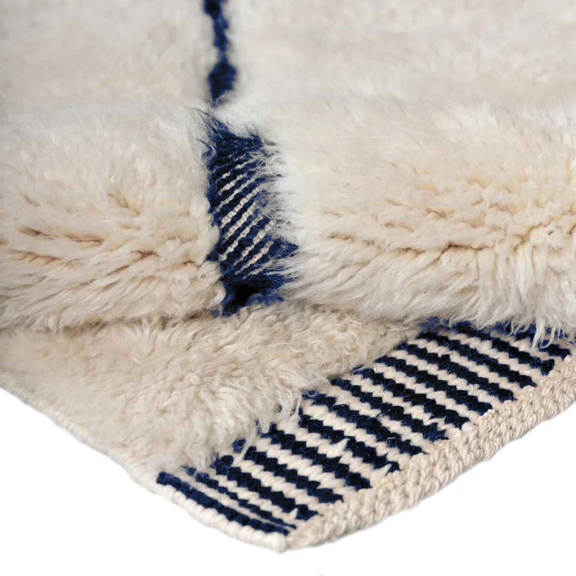 Marokkanischer Teppich Beni Ourain 5x7 Wolle Marine Elfenbein Boho Minimalistisch Wohnzimmer - Image 11