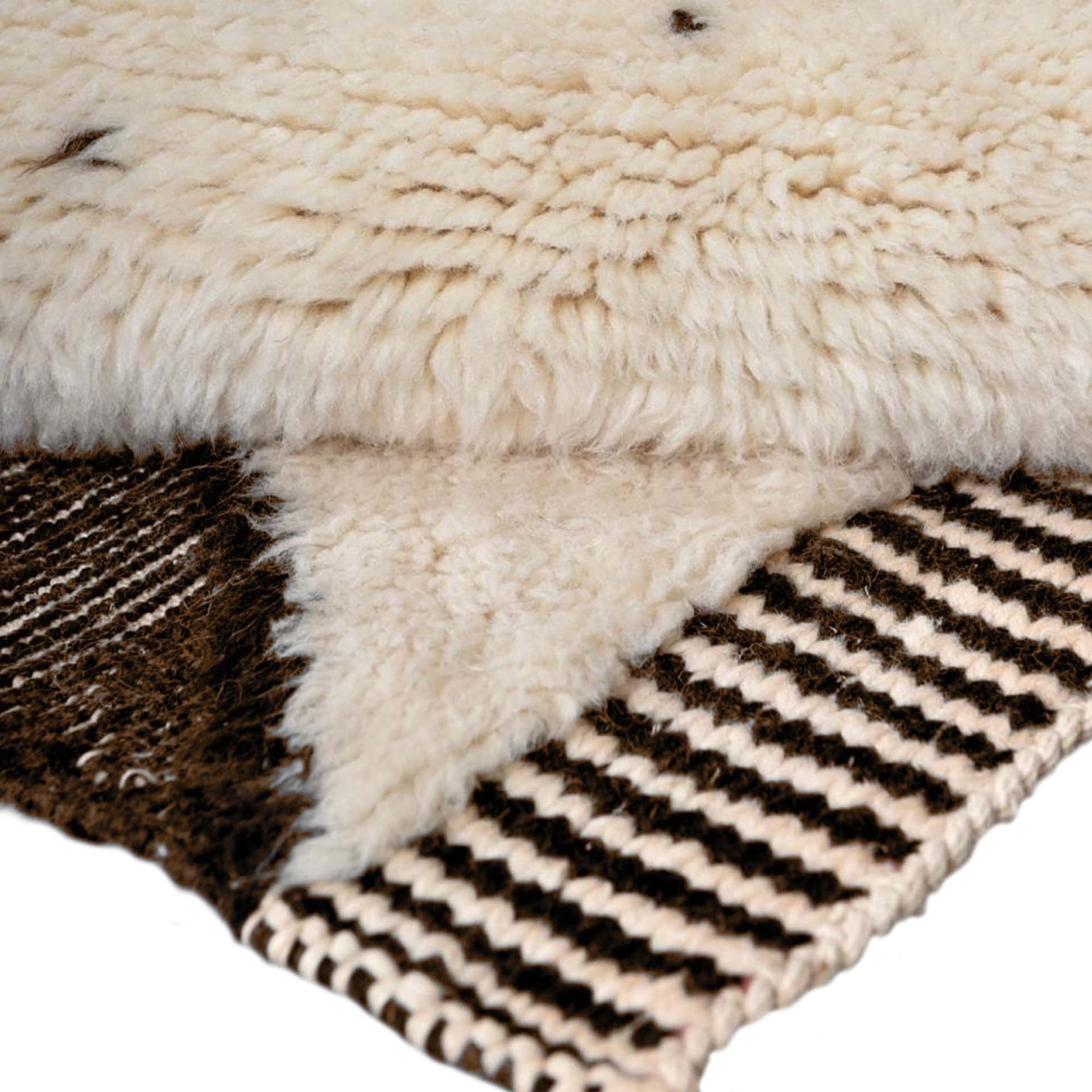 Alfombra Marroquí Hecha a Mano de Lana 7x10 - Alfombra Boho Geométrica Neutra en Marfil para Sala de Estar y Dormitorio - Beni Ourain - Image 12