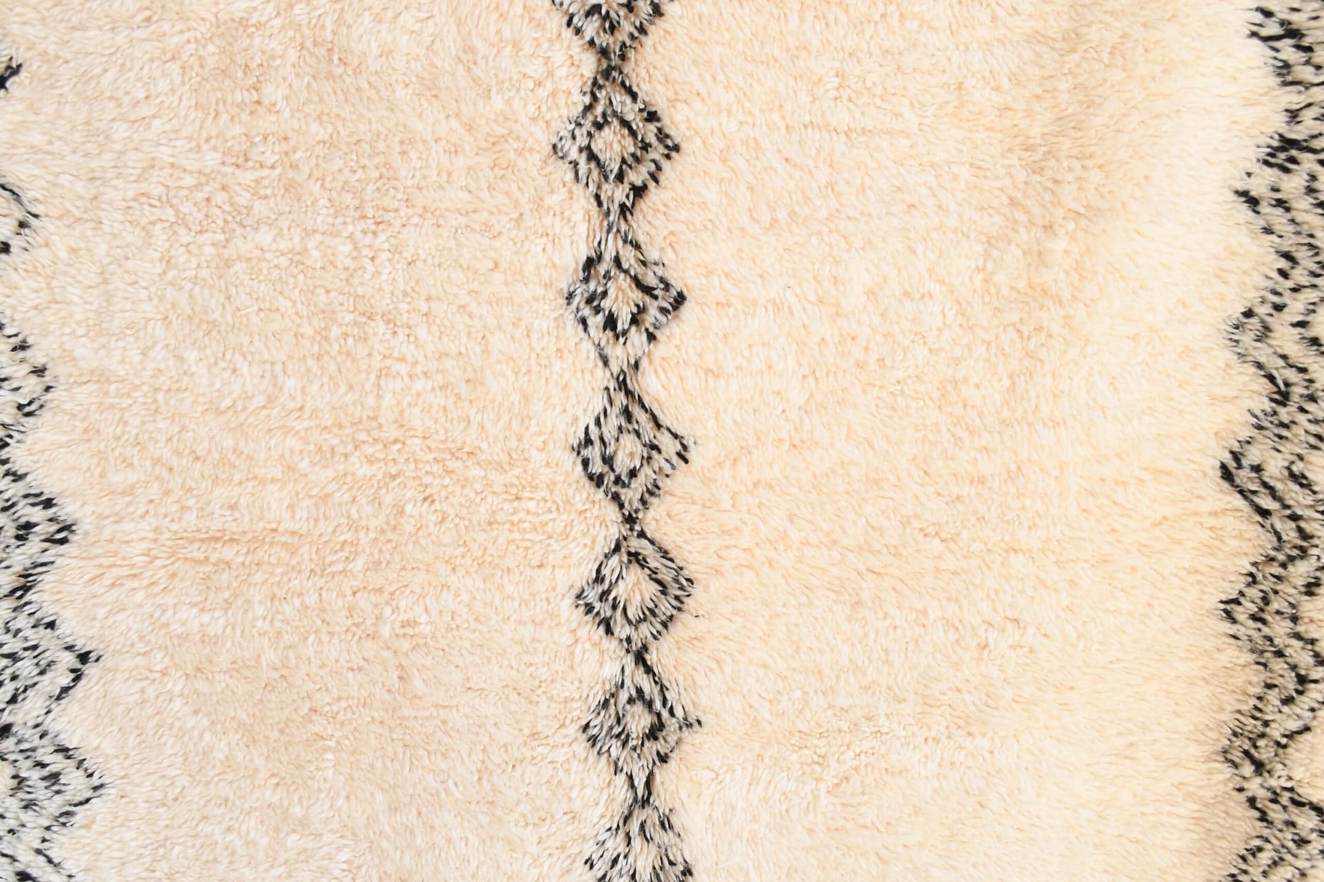 Tapis Marocain Beni Ourain 5x9 Laine Ivoire Noir Minimaliste Salon Berbère - Image 9