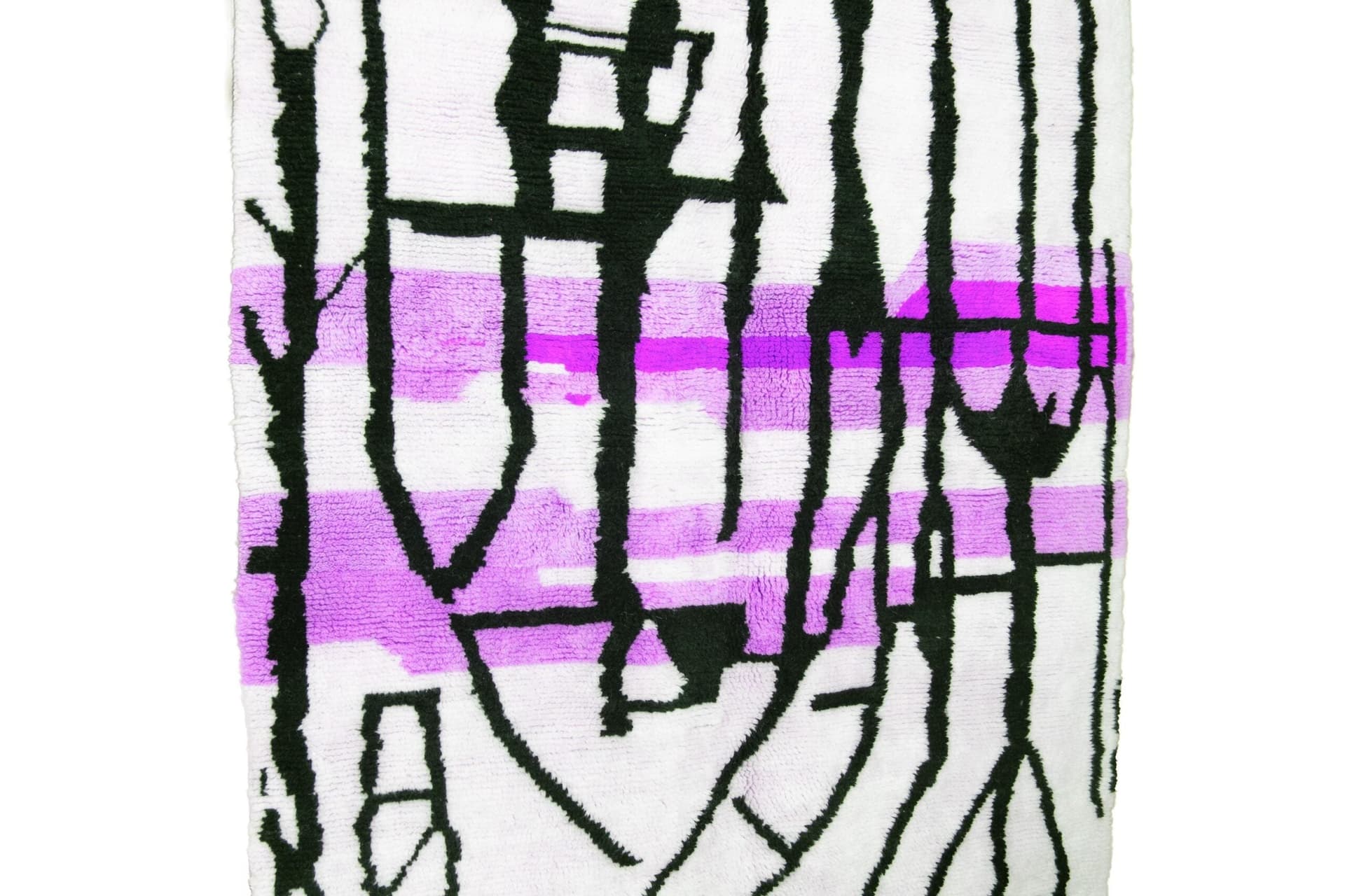 Marokkanischer Teppich Handgefertigt Wolle 7x10 - Elfenbein Schwarz Lila Moderner Boho Teppich für Wohnzimmer Schlafzimmer - Mrirt - Image 7