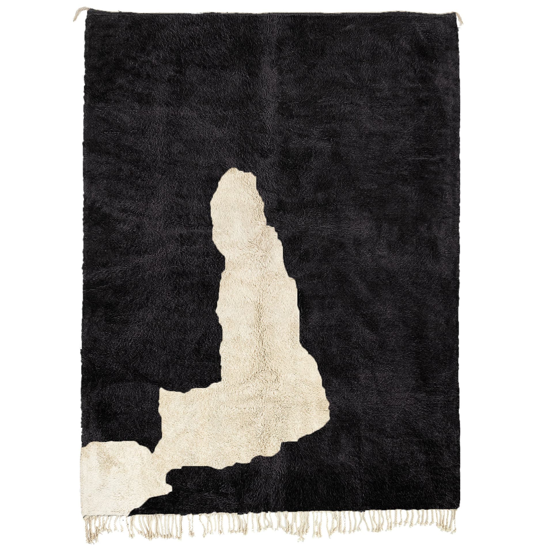 Marokkanischer Teppich handgewebt Wolle Maßanfertigung - Schwarz Ivory Minimalist Boho Teppich für Wohnzimmer Schlafzimmer - Mrirt - Image 3