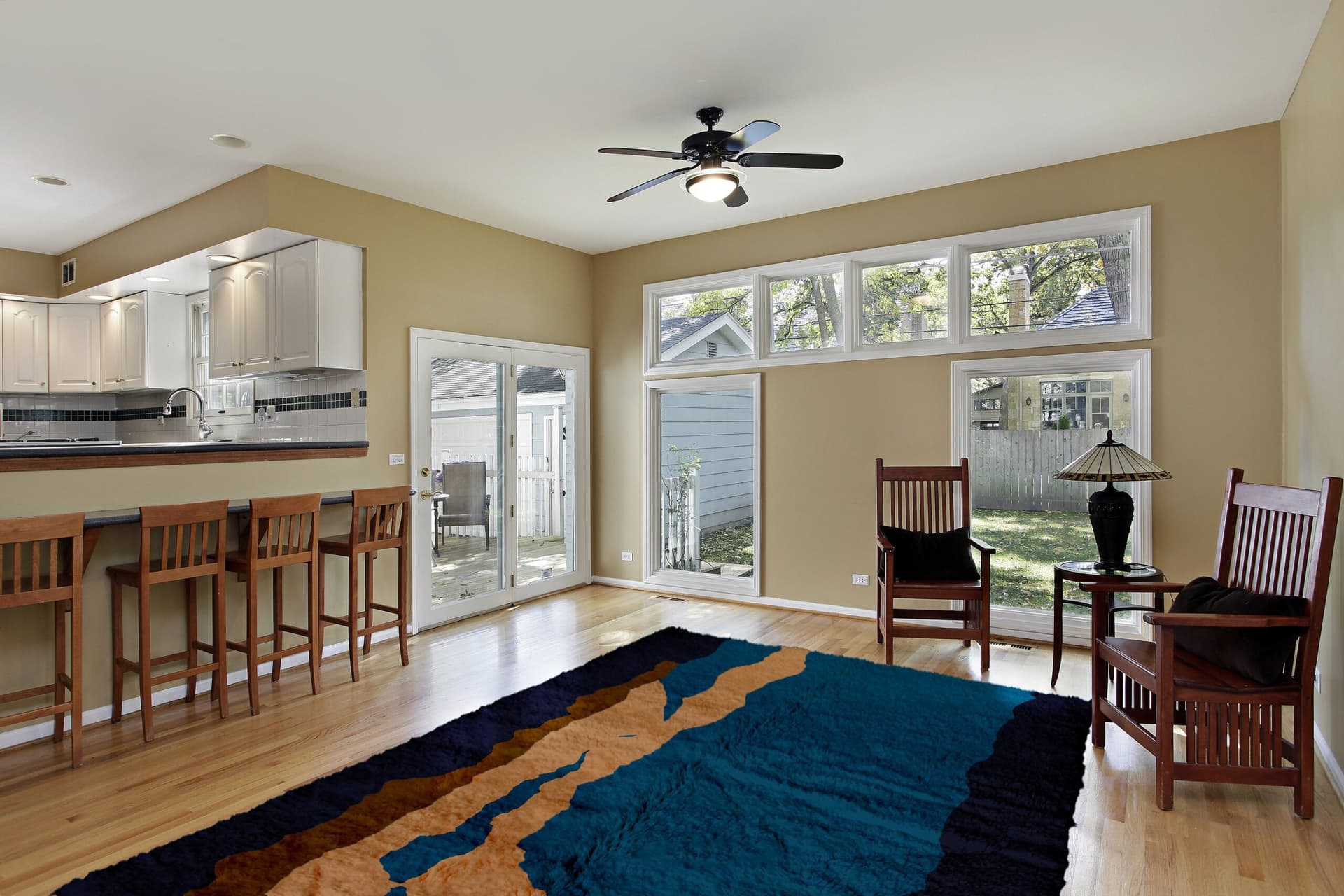 モロッコラグ ミルティル 5x7 ウール ネイビーティールタン ミニマリストリビングルーム ベルベル - Image 3