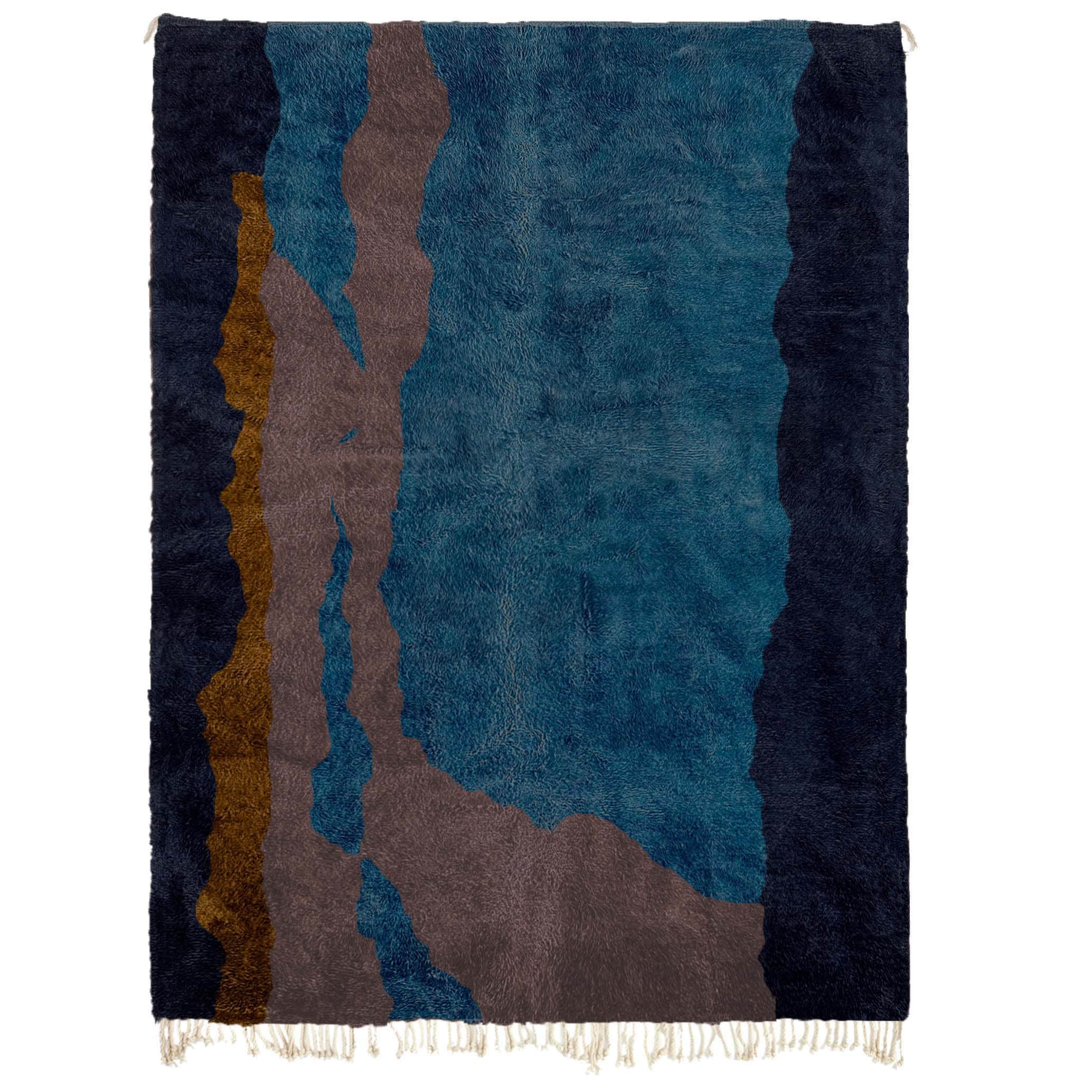 Marokkolainen Matto Mrirt 8x10 Villa Laivastonsininen Teal Taupe Sinappi Moderni Boho Olohuone - Image 2