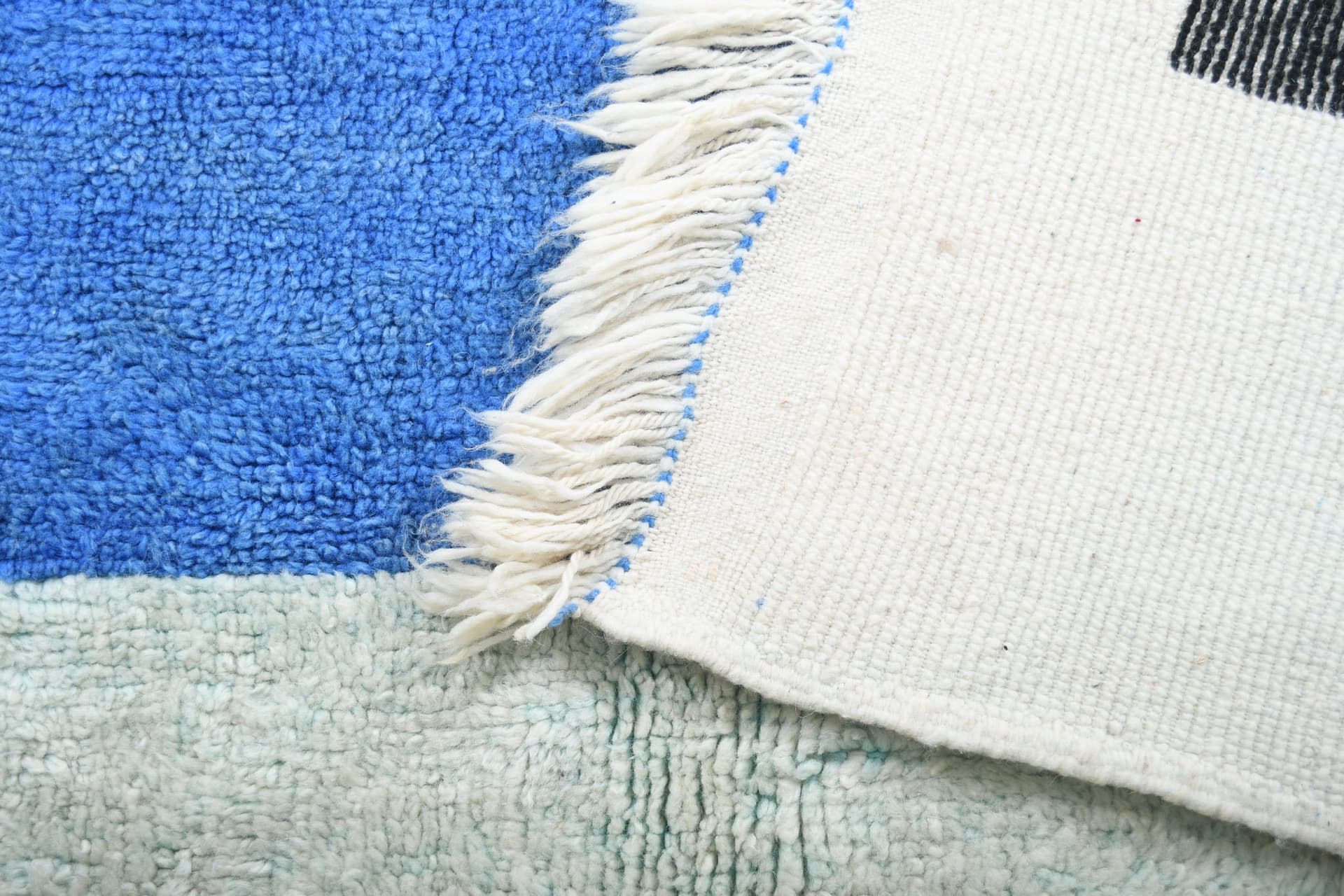 Marokkolainen Matto Käsintehty Villa Mukautettu Koko - Ivory Sininen Vihreä Moderni Boho Alue Matto Olohuoneeseen Makuuhuoneeseen - Mrirt - Image 3